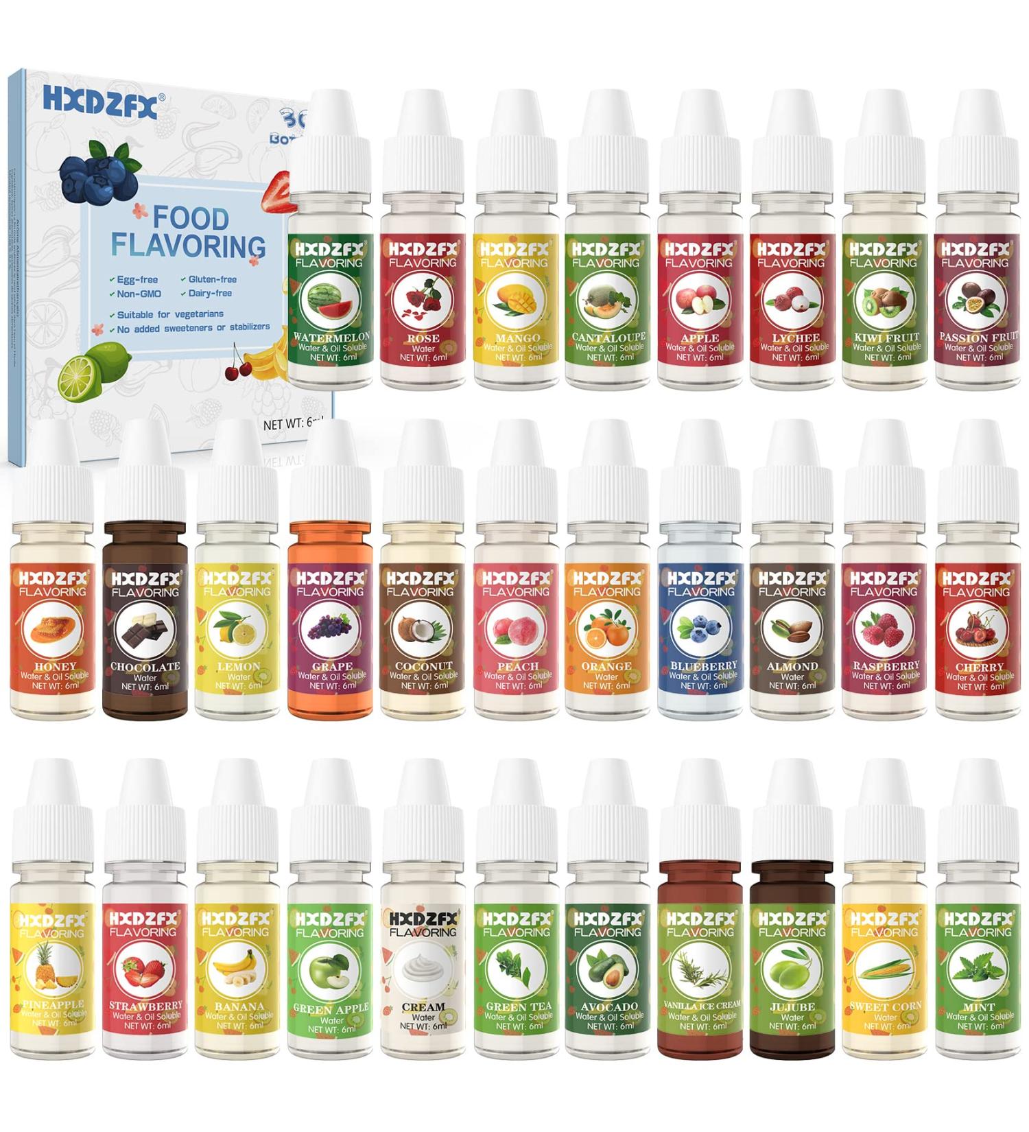 30 Concentrated Food Flavoring Oils for Baking, Cooking, Lip Gloss, Cosmetics - 6ml Bottles - Buy Online on GoSupps.com