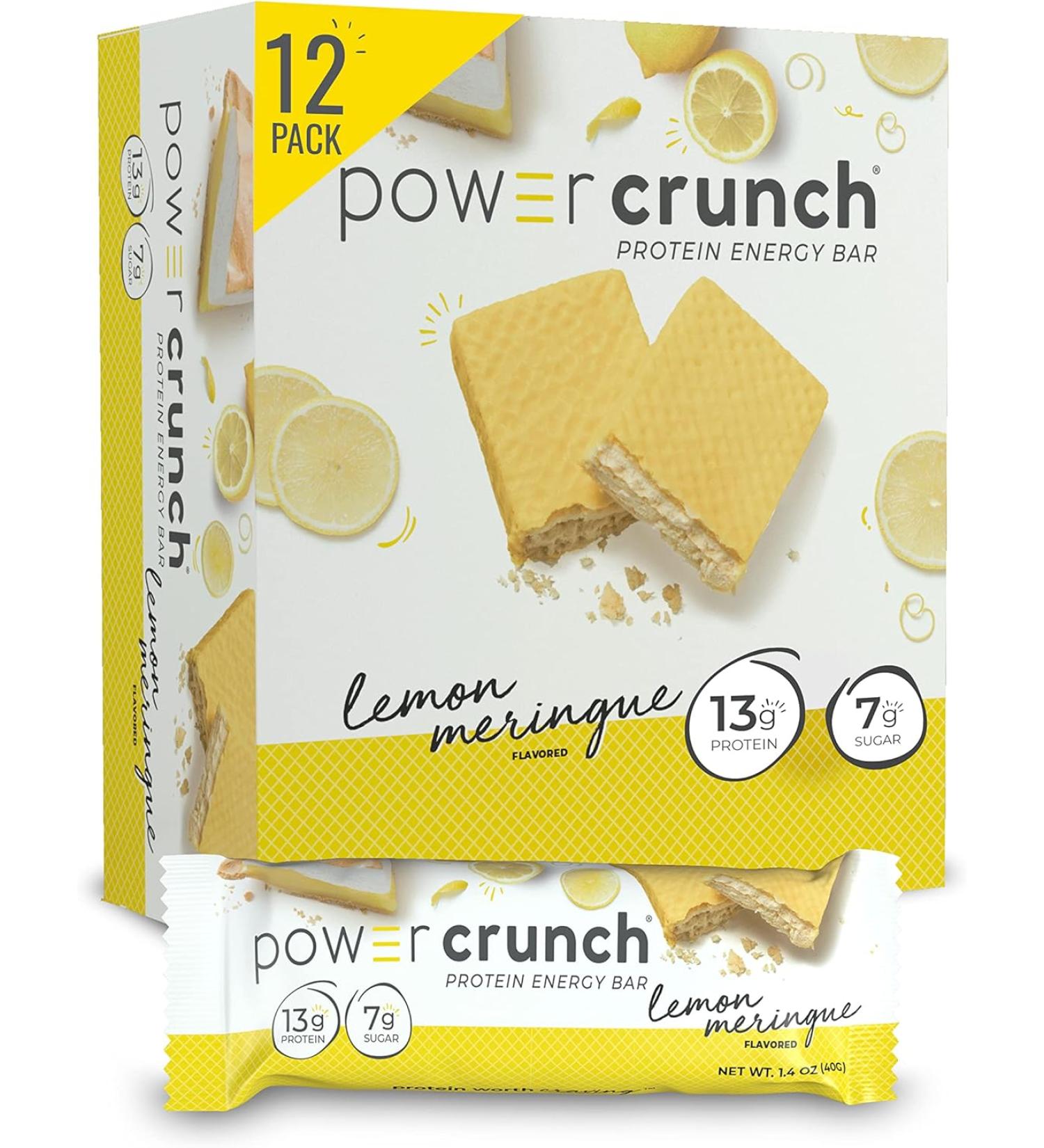 Power Crunch Lemon Meringue Whey Protein Bars - 12 Count | High Protein Snack - Buy Online on GoSupps.com