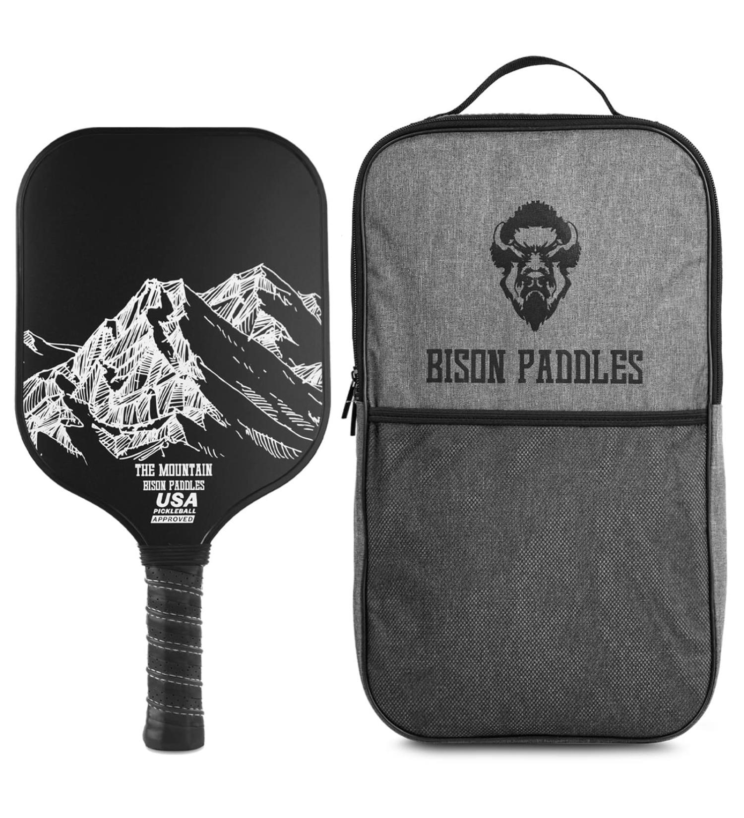 Bison Graphite Pickleball Paddles - Textured Carbon Surface for Extra Spin | Durable Rackets with Honeycomb Core for Improved Placement and Control - Black Mountain - Buy Online on GoSupps.com