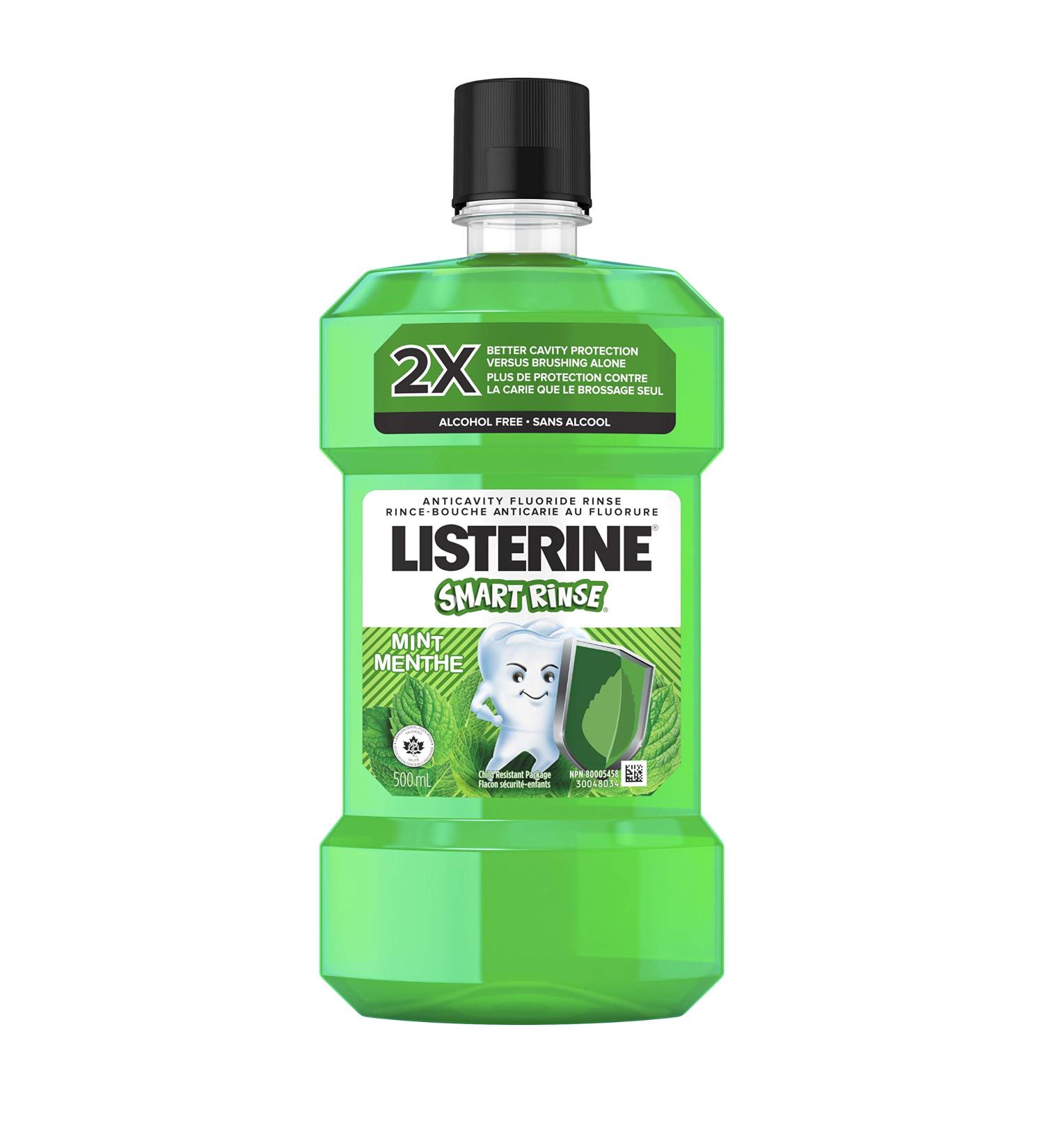 Listerine Smart Rinse Mint Kids Mouthwash With Fluoride Anticavity Alcohol-Free 500 ml. - Buy Online on GoSupps.com