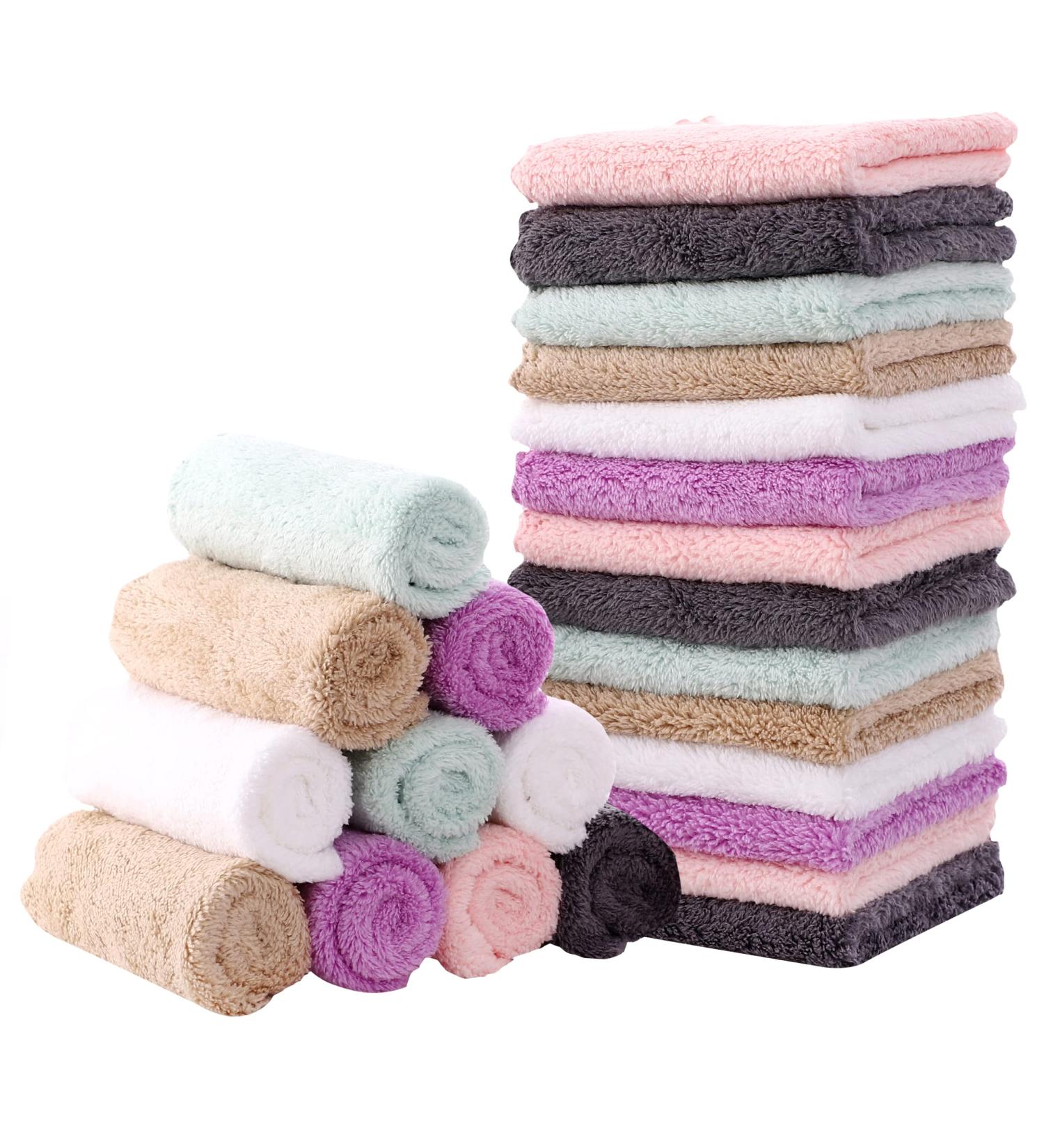 MOON PARK Baby Washcloths 24 Pack - Microfiber Coral Fleece Burp Cloths & Wipes for Newborns - Soft & Absorbent 8x8 Inch (Pack of 24) - Buy Online on GoSupps.com