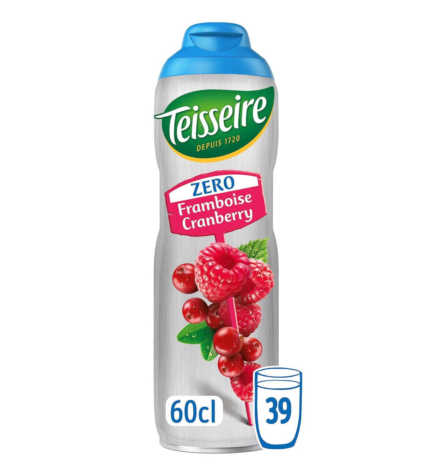 Teisseire Zero Sugar Raspberry Cranberry Syrup for Refreshing Drink Cocktails Bottle 60cl - Buy Online on GoSupps.com