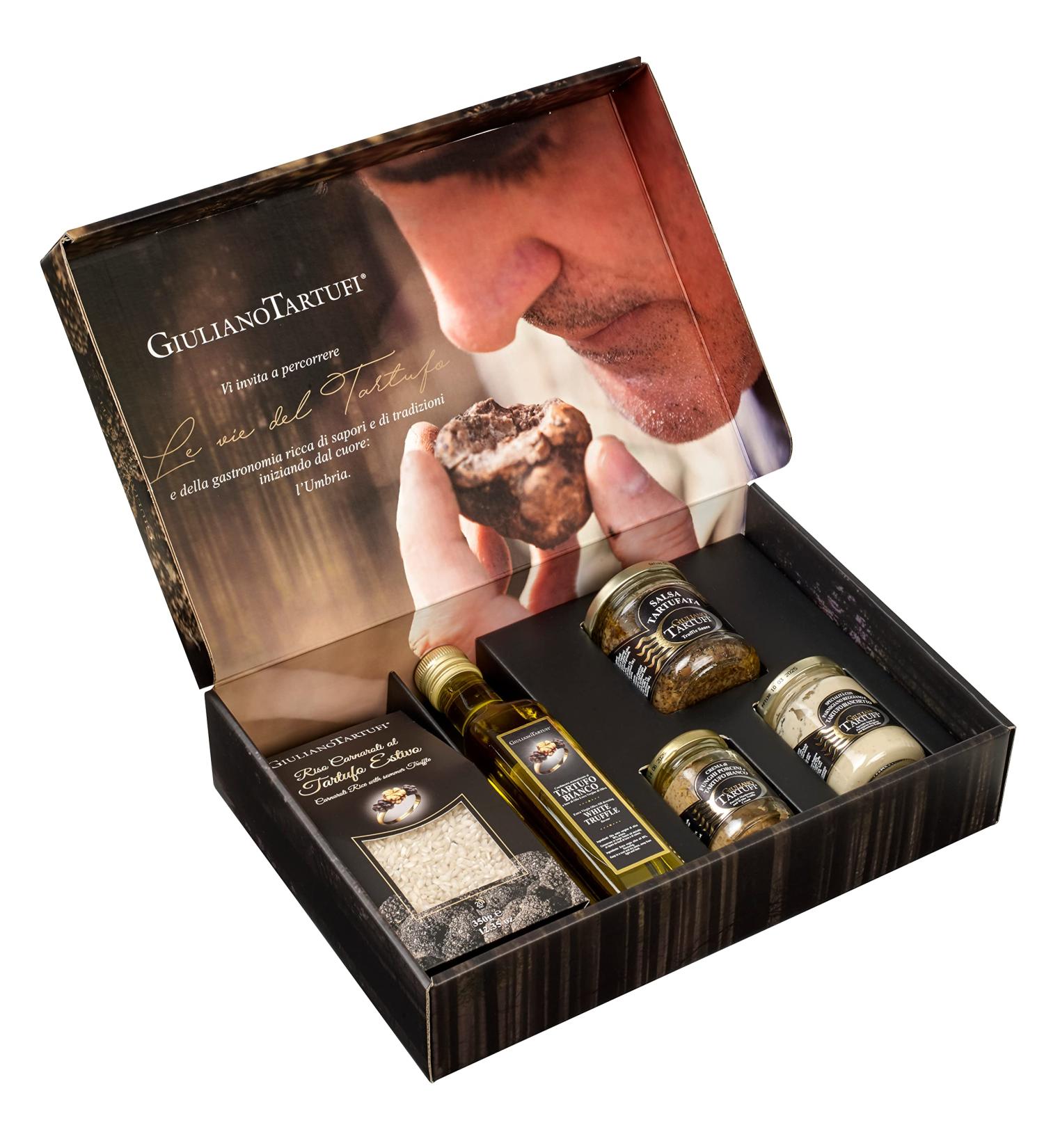 Freund Delikatessen gift set with truffle "Magical Five" |Carneloni rice with summer truffles truffle oil and 3 different truffle sauces
