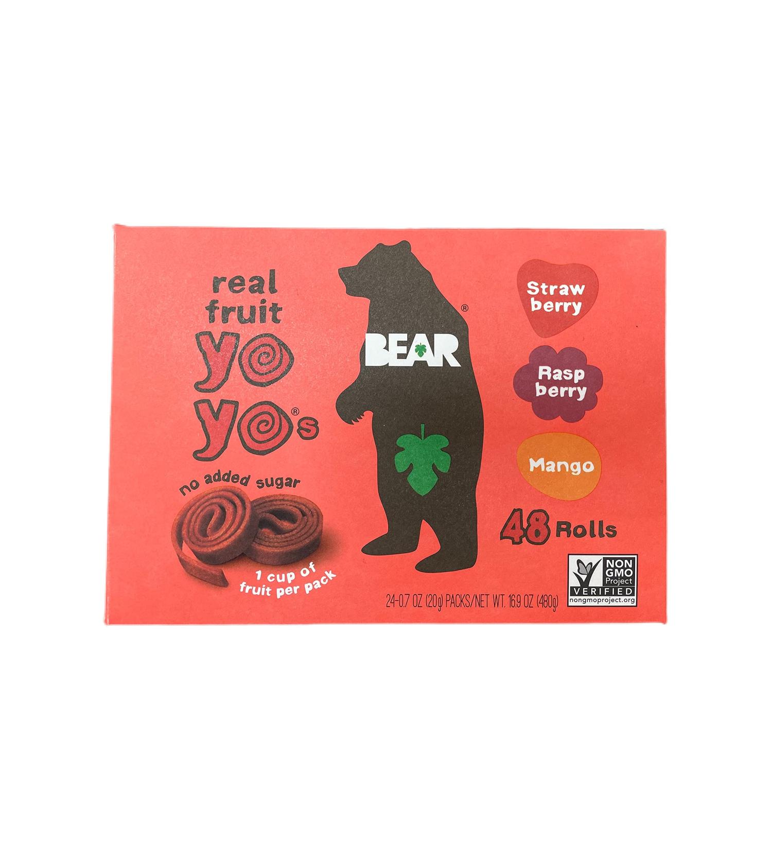 Bear The Big Cave Lot de 24 rouleaux de fruits Yoyos Mangue framboise fraise