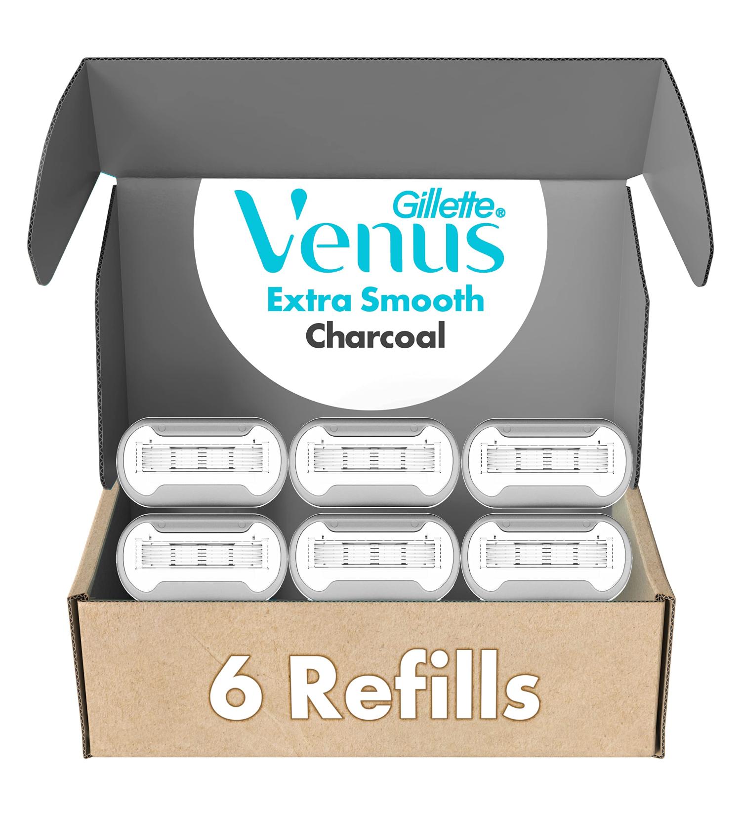 Gillette Venus Extra Smooth Charcoal Women's Razor Blade Refills - 6 Count - Buy Online on GoSupps.com