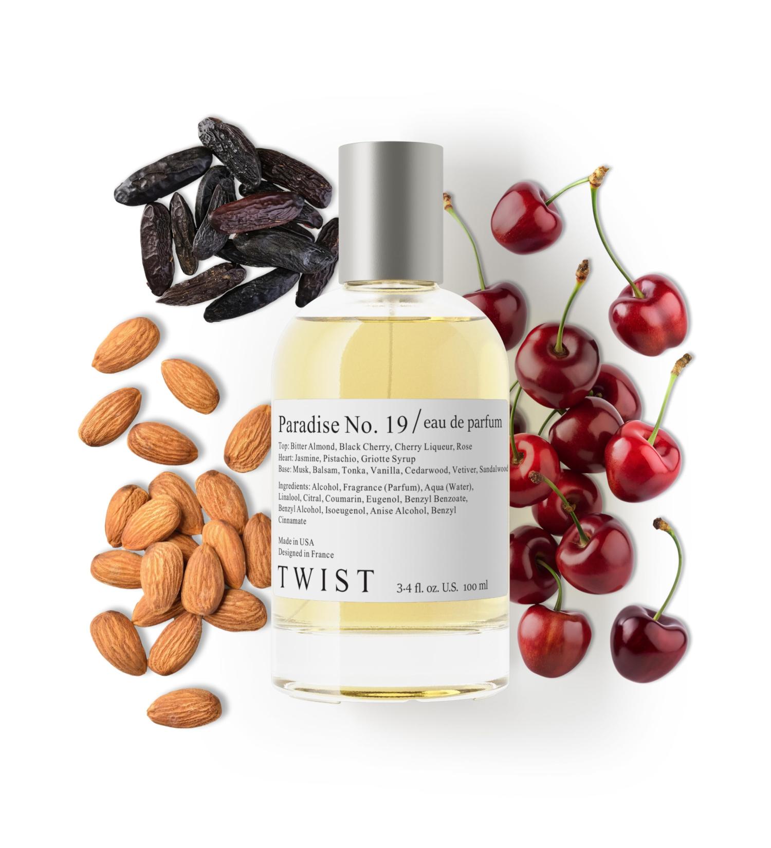 Twist - Paradise No. 19 - Eau De Parfum Inspired by Tom Ford's Lost Cherry Long-Lasting Perfume for Women & Men Paraben Free Vegan Clean Ingredients Unisex Fragrance - Spray 100 ml | 3.4 fl. oz. Paradise No. 19 - Inspired by T. Ford Lost Cherry 3.4 Fl Oz  - Buy Online on GoSupps.com