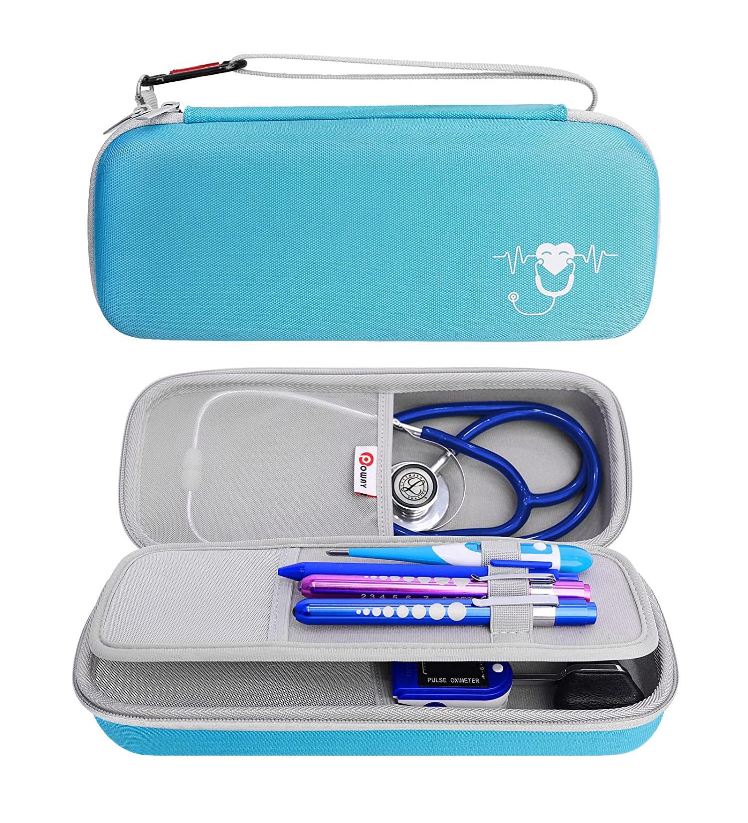 Stethoscope Carrying Case for Littmann & MDF Stethoscopes - Turquoise Travel Case with Extra Room for Nurse Accessories - Buy Online on GoSupps.com