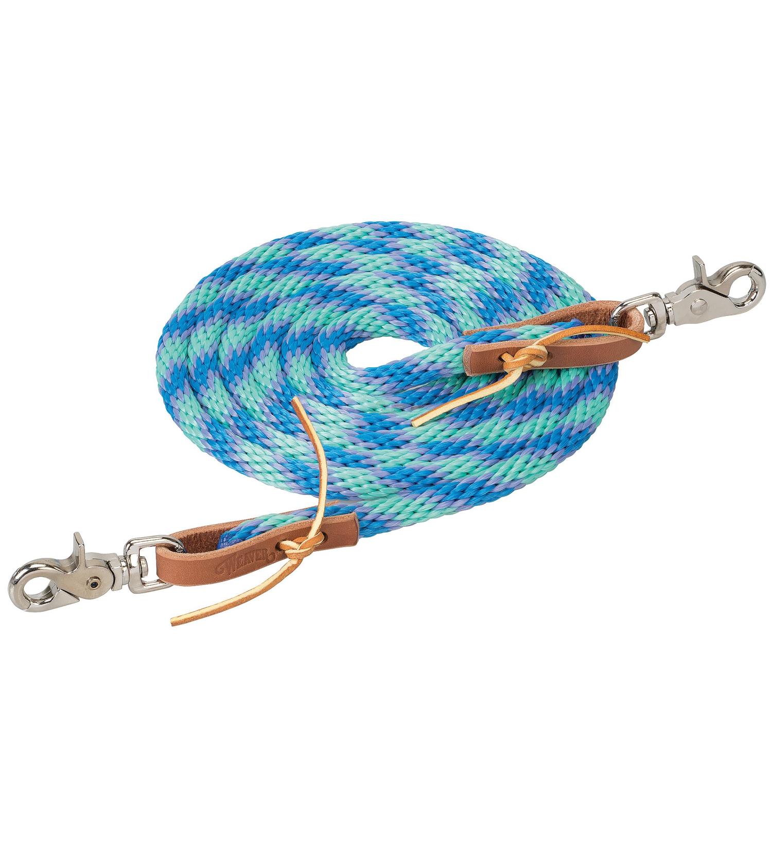 WEAVER Leather Drawstring Reins 3/8" x 8' Mint/Lavender/French Blue