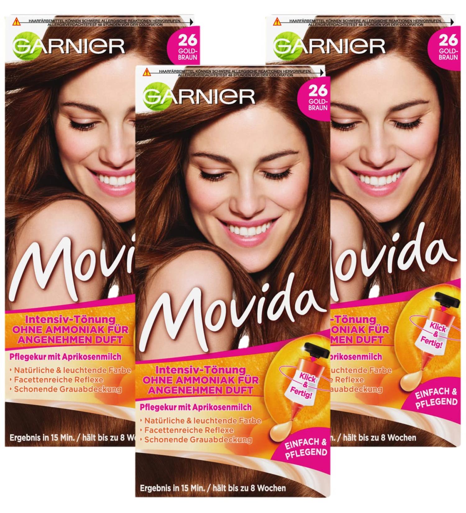 Garnier Tint Movida Care Cream Intensive Tint Hair Color 26 Golden Brown Pack of 3 Golden Brown 1 piece (Pack of 3)