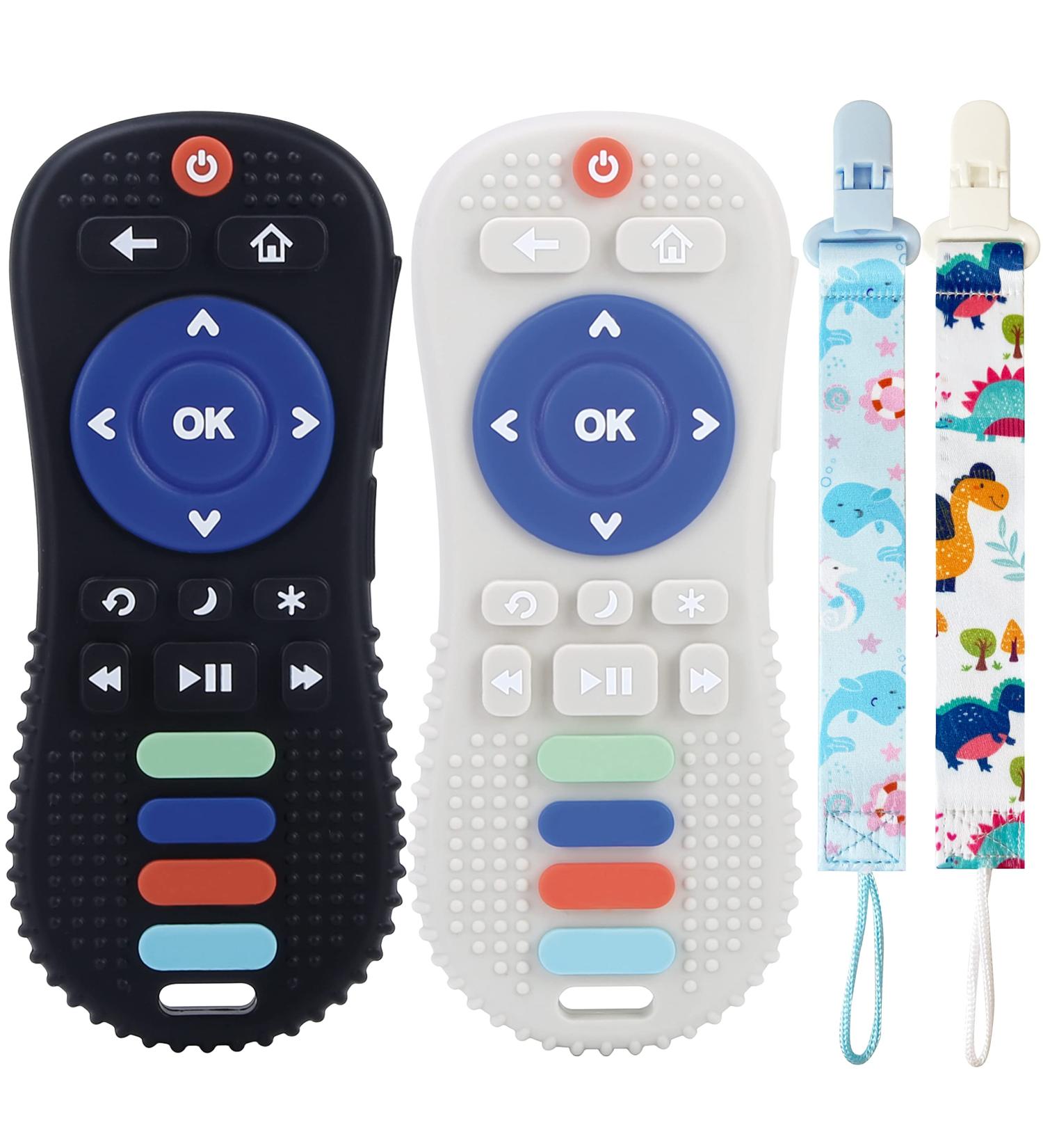 FXK Silicone Baby Teething Toys 2 Pack Remote Control Teether Toys Set - BPA Free Chew Toys for Babies 6-12 Months (Black+Grey) - Buy Online on GoSupps.com