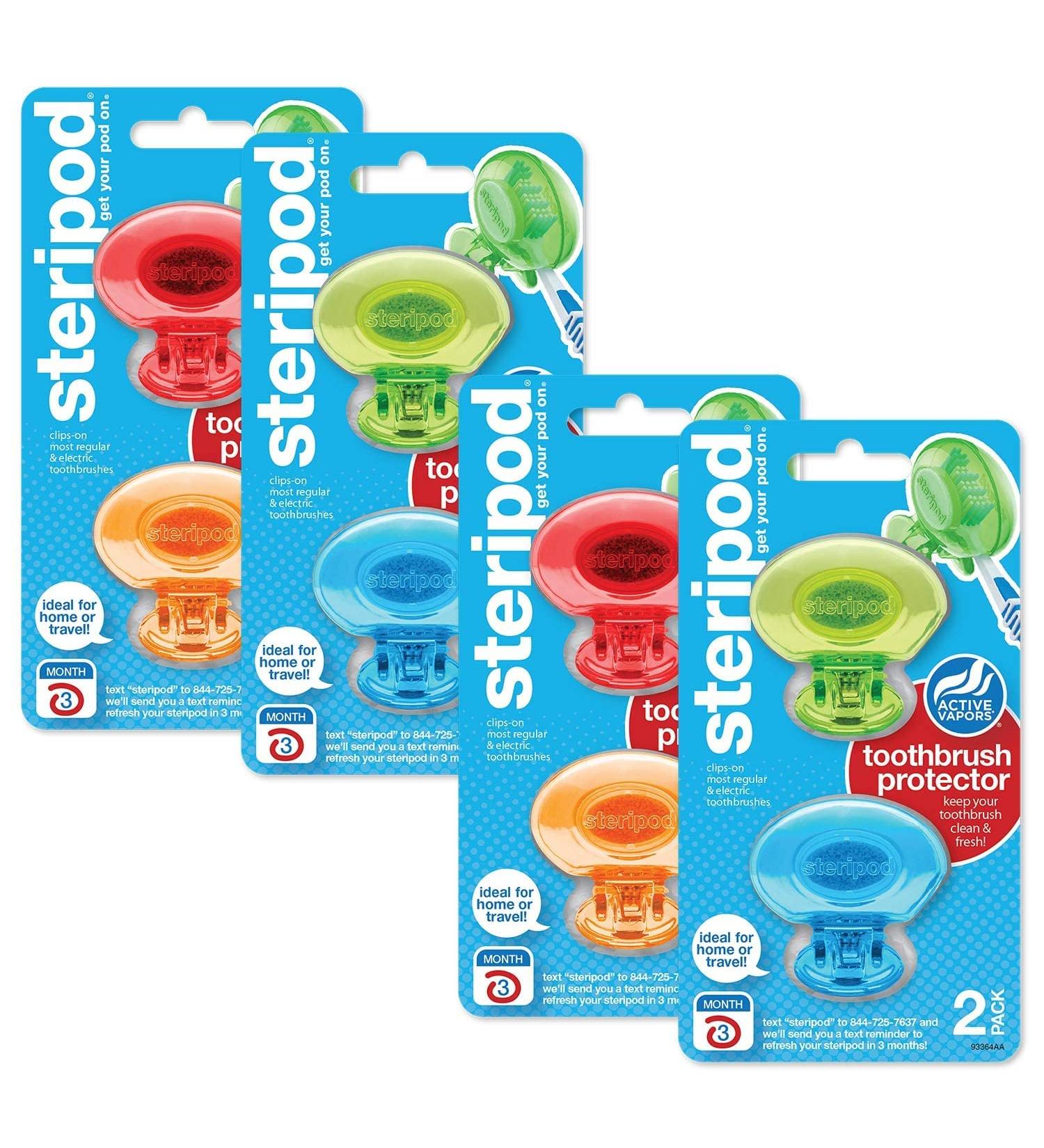 Steripod Clip-On Toothbrush Protector - 8 Count Multicolor Pack for Ultimate Hygiene - Buy Online on GoSupps.com