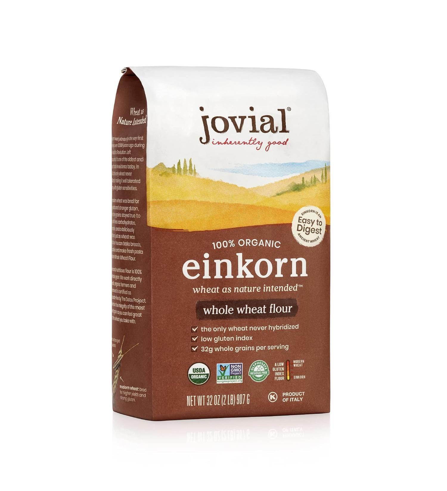 Jovial 100% Organic Einkorn Whole Wheat Flour - 32oz (2 lb) - Gluten-Free Baking Essentials - Buy Online on GoSupps.com
