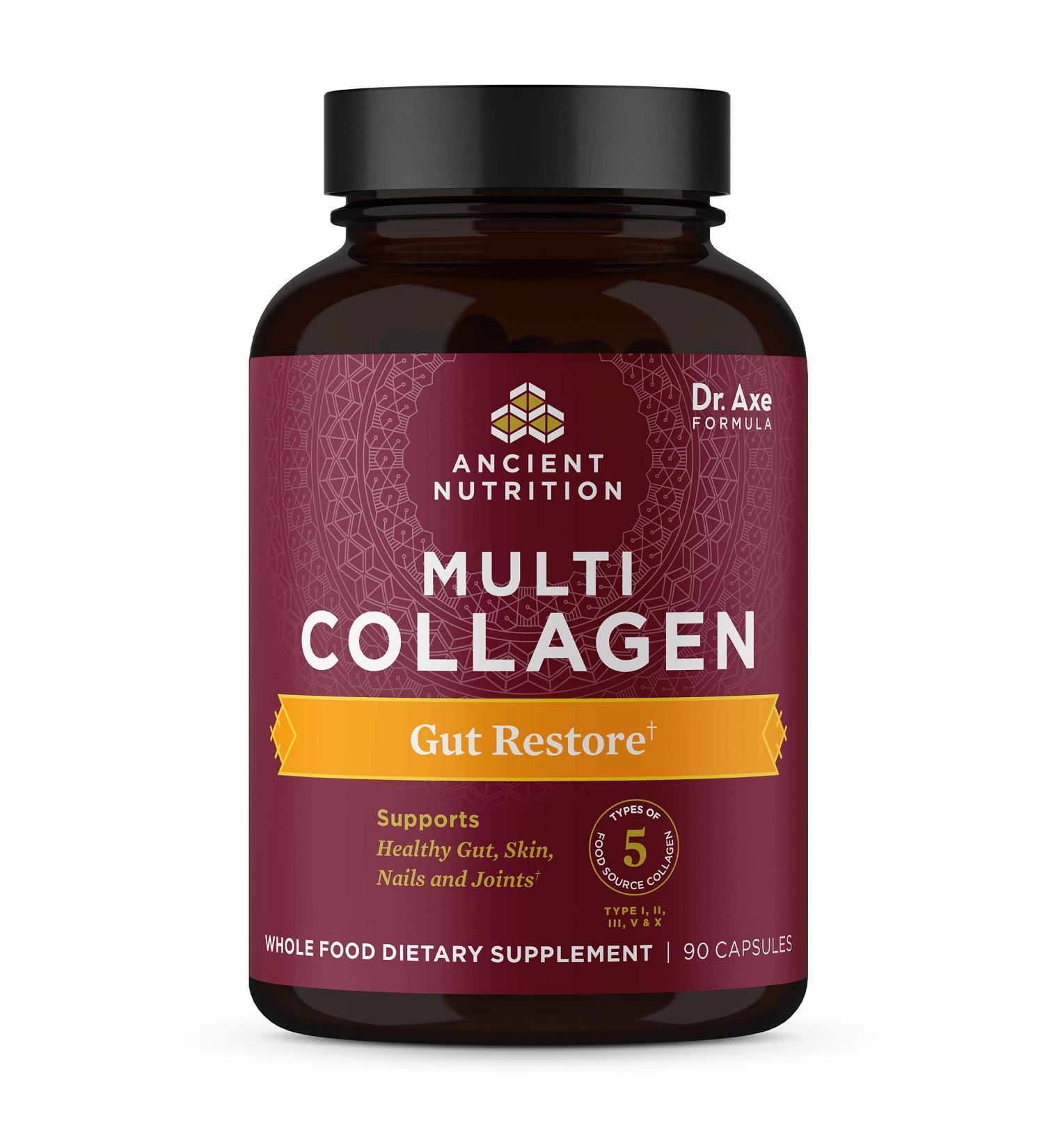 Ancient Nutrition Multi Collagen Gut Restore - 90 Capsules | Dr. Axe - Buy Online on GoSupps.com