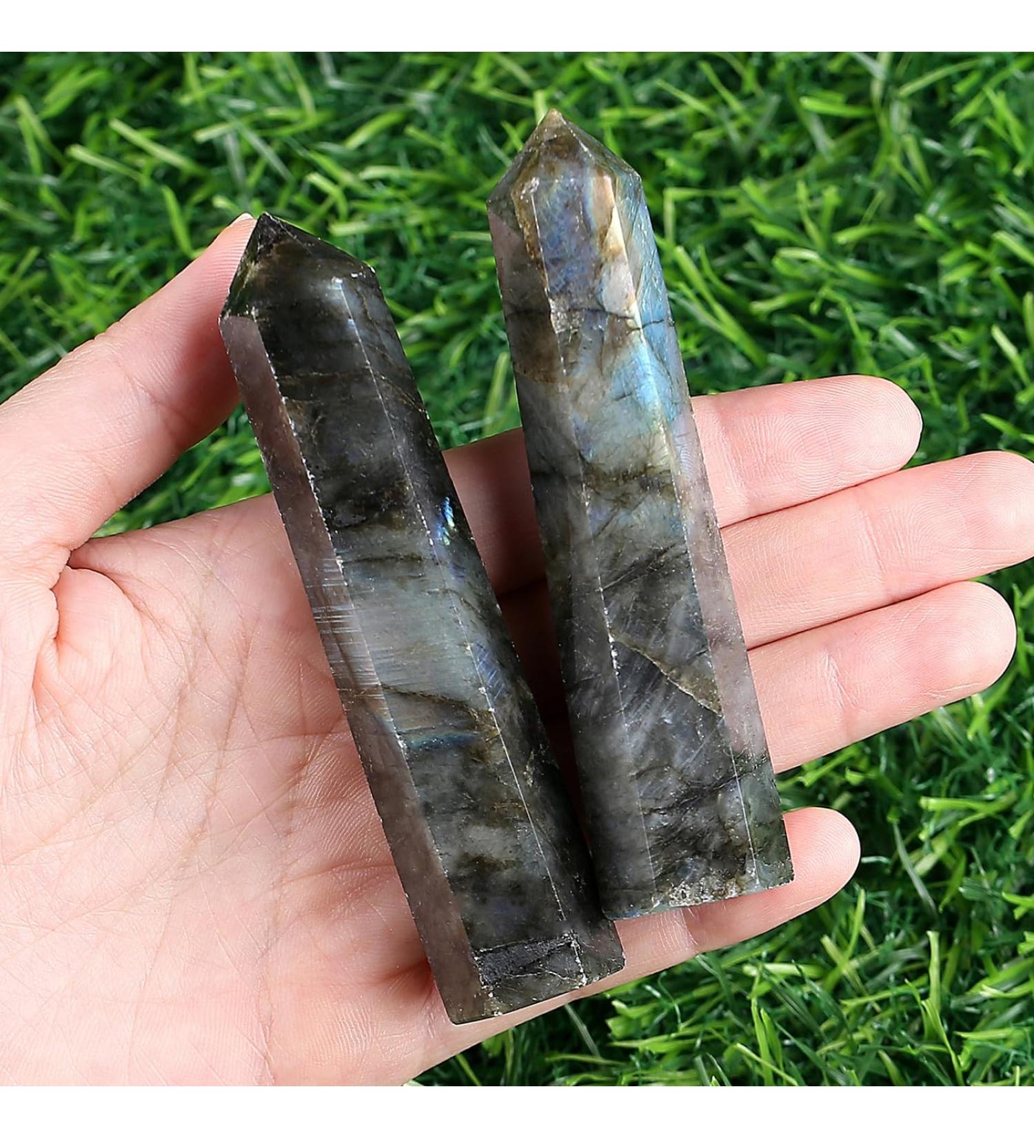 Buy Xiannvxi Labradorite Crystal Tower - 9-10cm Hexagonal Gemstone for Meditation & Energy Healing - Natural Stab Rods - Buy Online on GoSupps.com