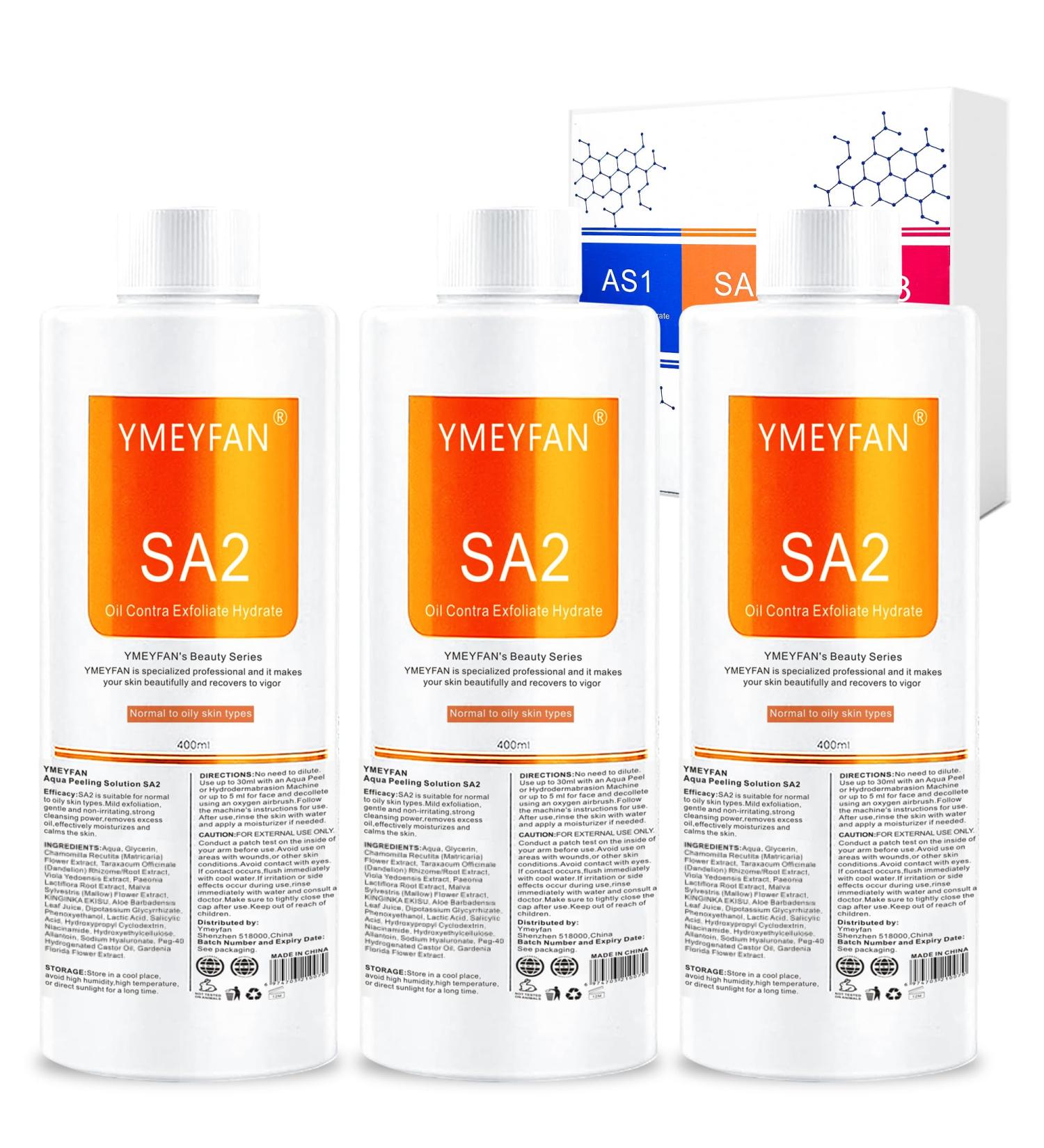 Solution Aqua Peeling pour appareil facial solution SA2 pour appareil facial hydrog ne et oxyg ne professionnel s rums nettoyants en profondeur pour peaux grasses (400 ml/3 pi ces) - Buy Online on GoSupps.com