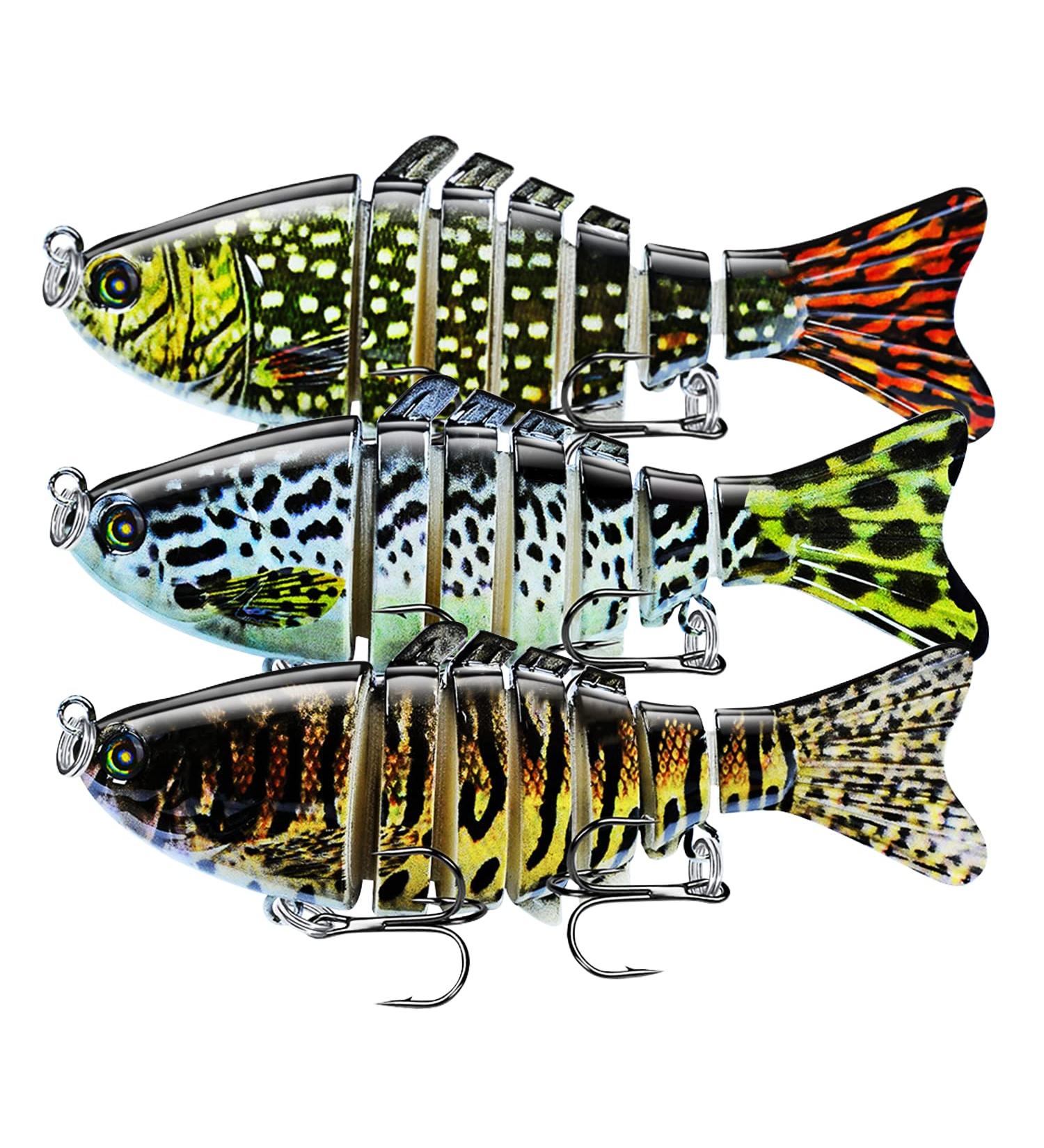 Multi Jointed Fish Fishing Lures 3 Pack - Slow Sinking Swimbait for Bass Trout in Freshwater and Saltwater - Lifelike Crankbaits Kit - Buy Online on GoSupps.com