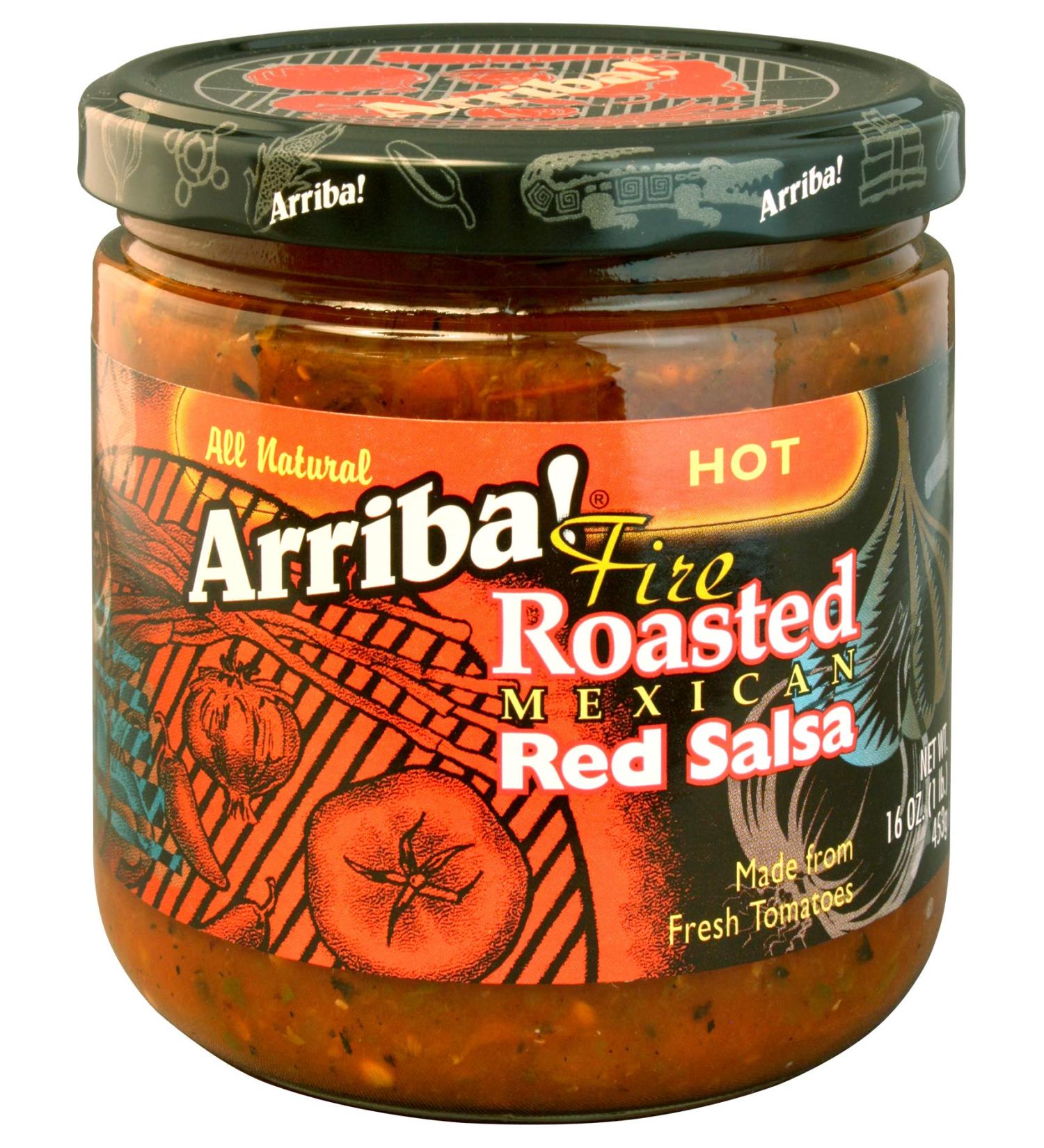 Arriba! Hot Red Salsa, 16-Ounce Glass (Pack of 6)