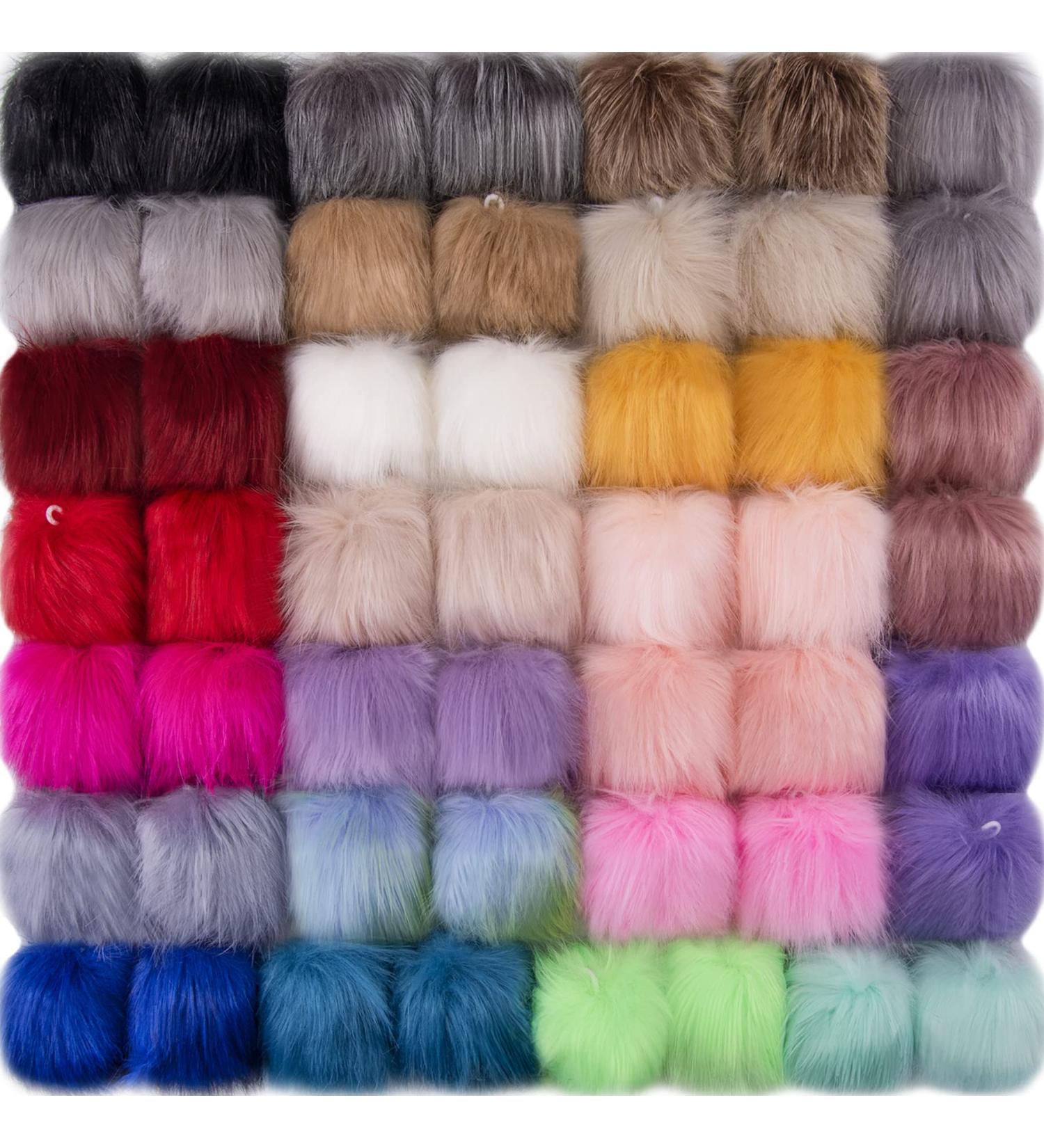 SIQUK 50 Pieces Faux Fur Pom Pom Balls - Bright 25 Colors - Hats, Beanies, Shoes, Scarves, Gloves, Bags Accessories - Buy Online on GoSupps.com