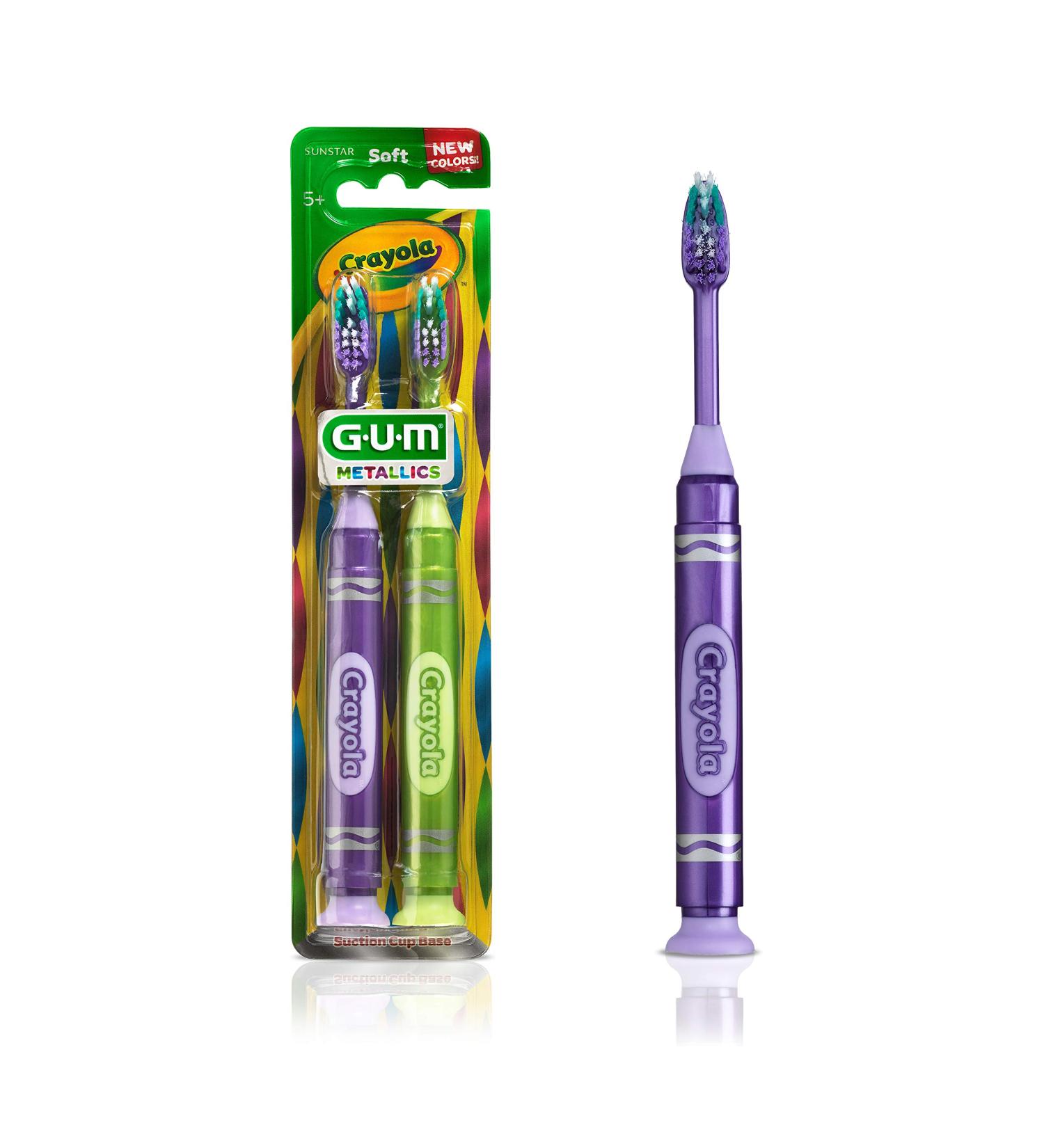 Crave GUM Metallic Marker Toothbrush for Kids | Soft Bristles | Ages 5+ | Assorted Colors | 2 Count - Buy Online on GoSupps.com