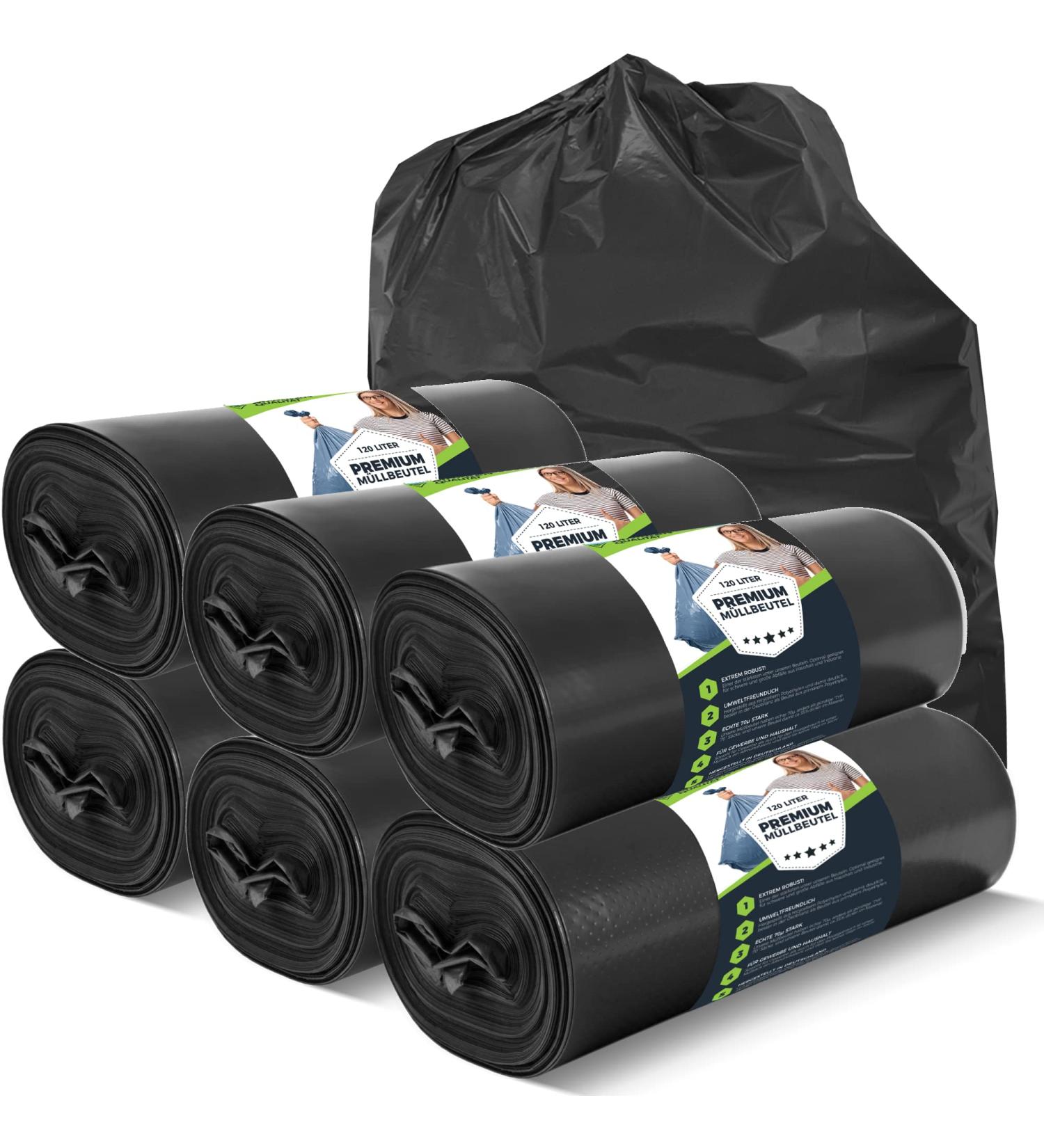 120L Black Garbage Bags - 300 Extra Tearproof Waste Bags - Large 70 LDPE XXL Waste Disposal - Best Value - Buy Online on GoSupps.com