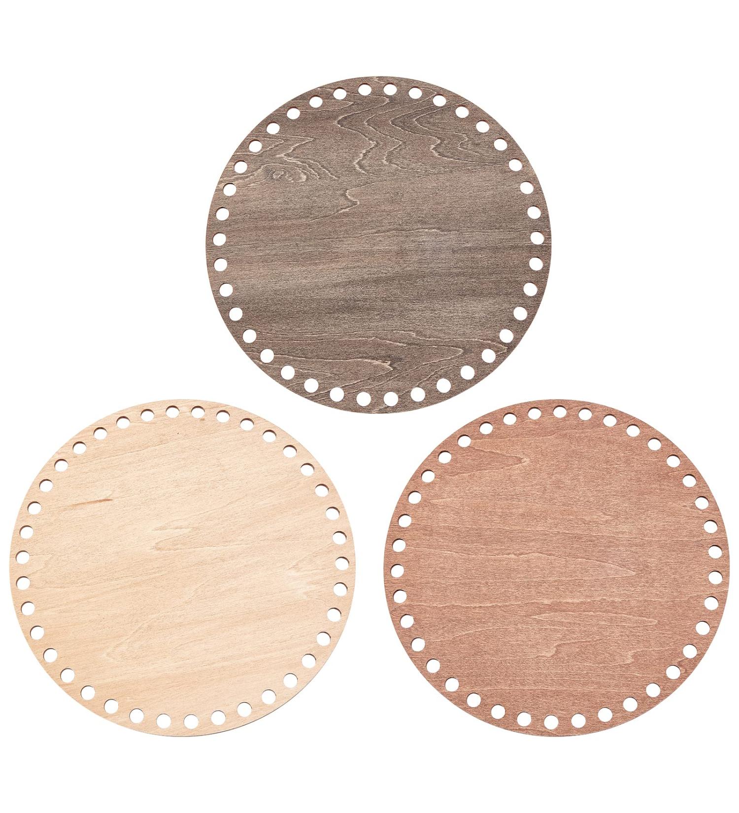 PandaHall Wooden Basket Bottoms for DIY Craft - 7.8 Round Crochet Base, Large Natural Wood Shaper for Weaving, 8mm Hole, 3 Colors - Buy Online on GoSupps.com