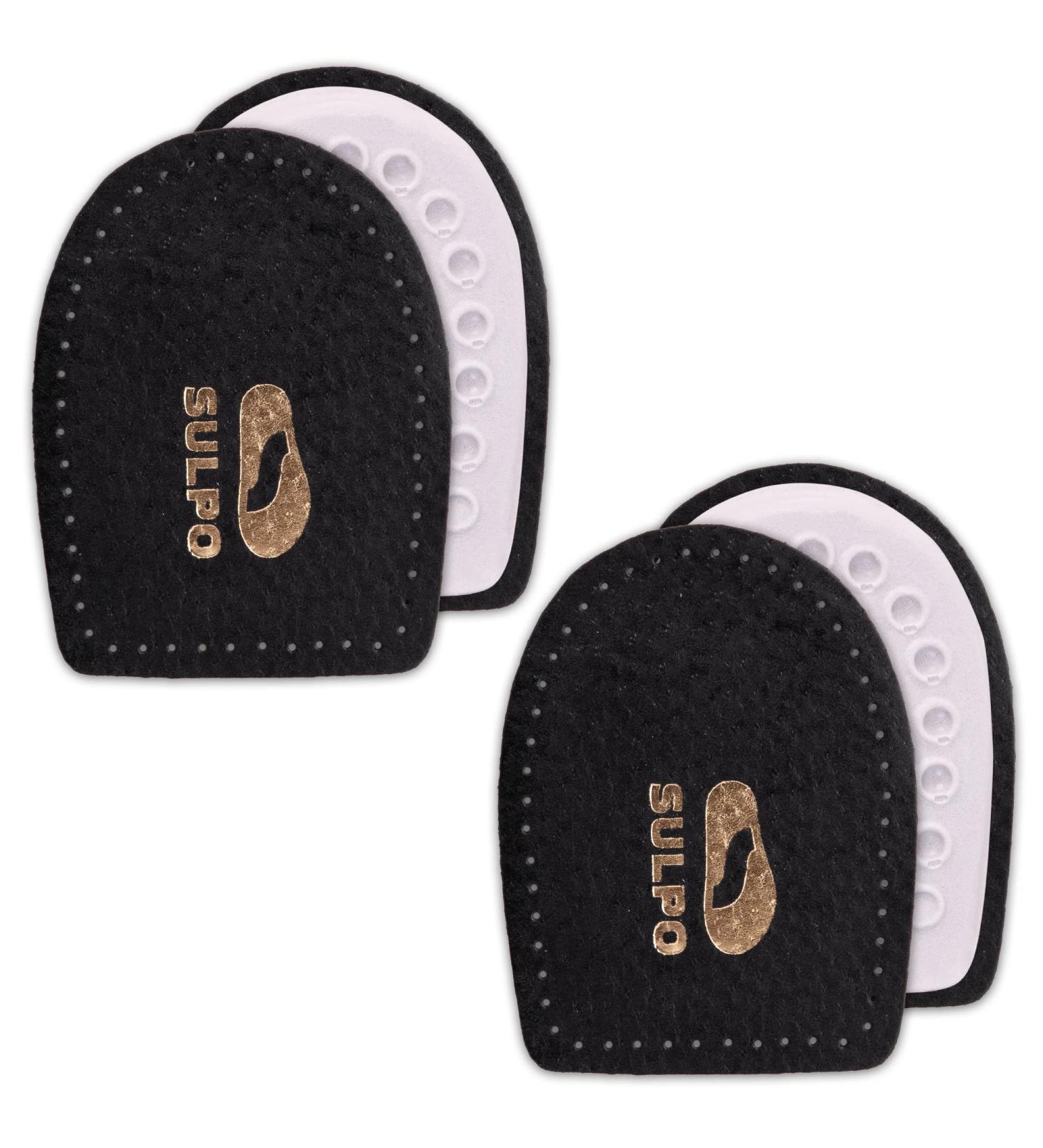 SULPO Leather Heel Cushions with Latex Foam - 2 Pairs - Black - Size 35-46 (35-41) | Comfort & Support for All-Day Wear - Buy Online on GoSupps.com