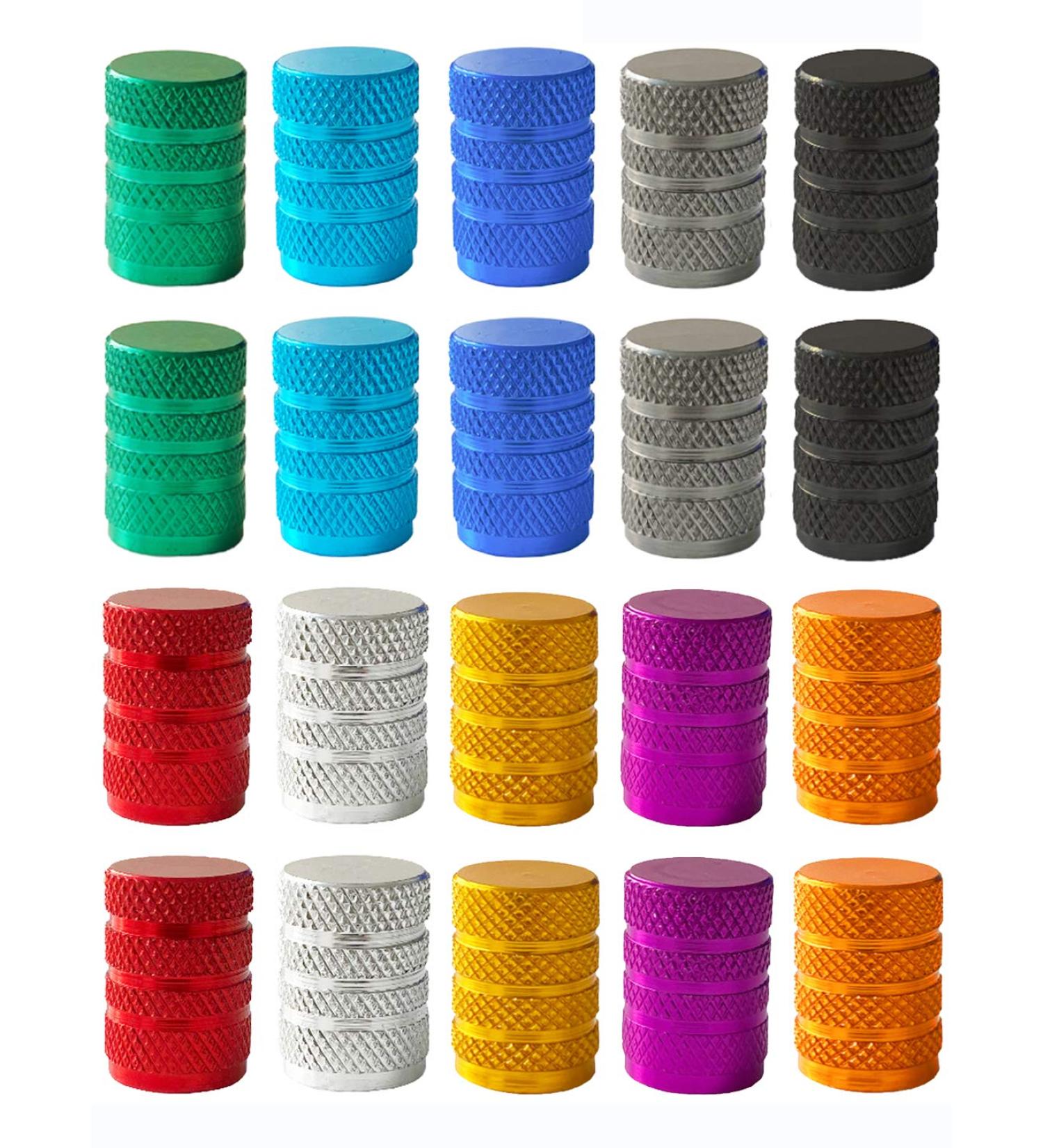 JAMEGIO 20/40pcs Schrader Tire Valve Caps - Multi-Color Anodized Aluminum Dust Covers for American Style Valves - Buy Online on GoSupps.com