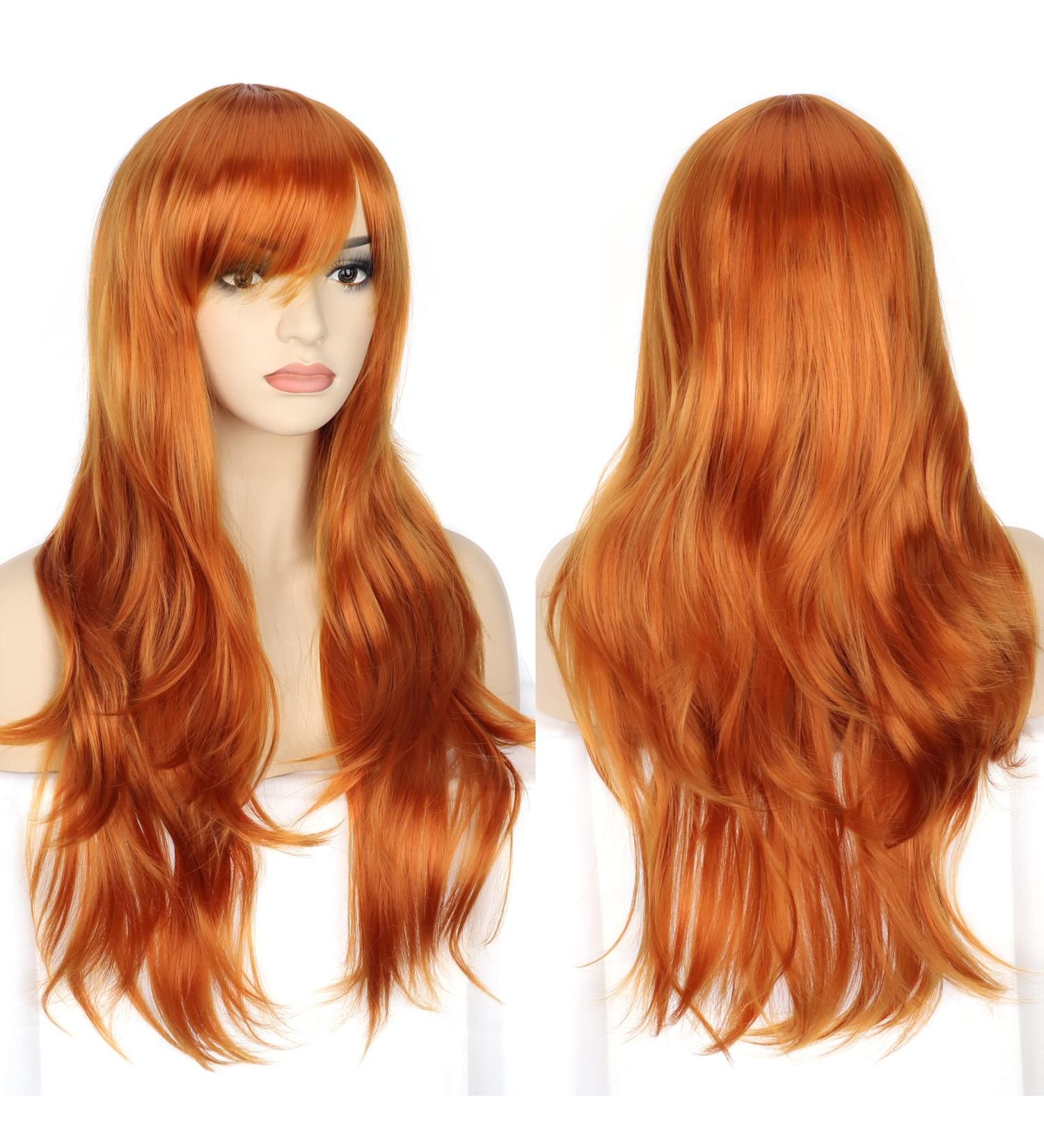 YEESHEDO Women's Long Wavy Curly Ginger Cosplay Wig 28 - Heat Resistant Synthetic Hair for Party, Anime, Halloween - Includes Bangs - Buy Online on GoSupps.com