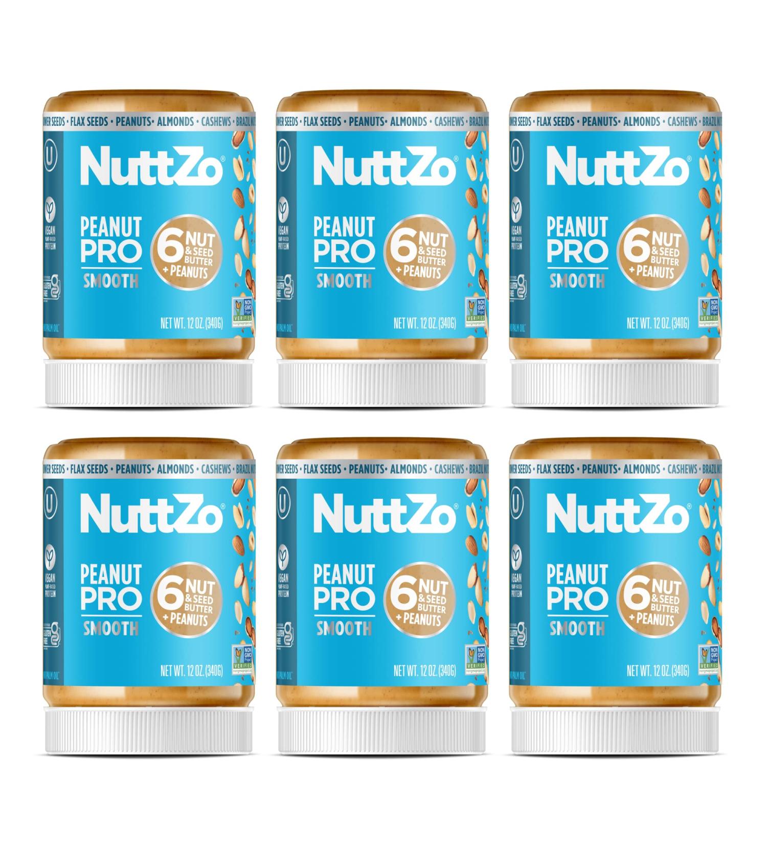 NuttZo Peanut Pro Smooth Nut Butter Spread | Peanut Butter + Cashews Almonds Brazil Nuts Hazelnuts Flax Seeds & Sunflower Seeds | Keto Paleo Kosher Vegan Gluten Free | 2g Sugar 7g Protein | 12oz Jar - Buy Online on GoSupps.com