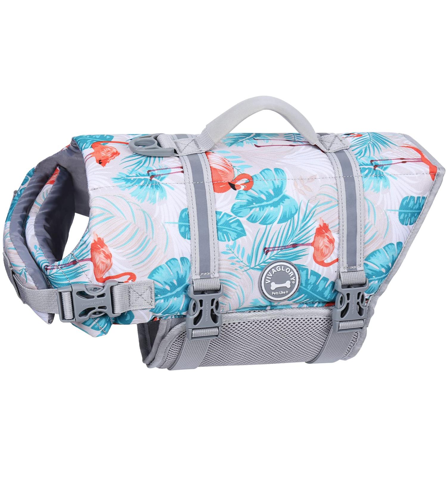 Vivaglory Ripstop Dog Rescue Vest - Improved Buoyancy & Visibility for Small/Medium Dogs Leaf Blue (L: 63-78cm) - Buy Online on GoSupps.com