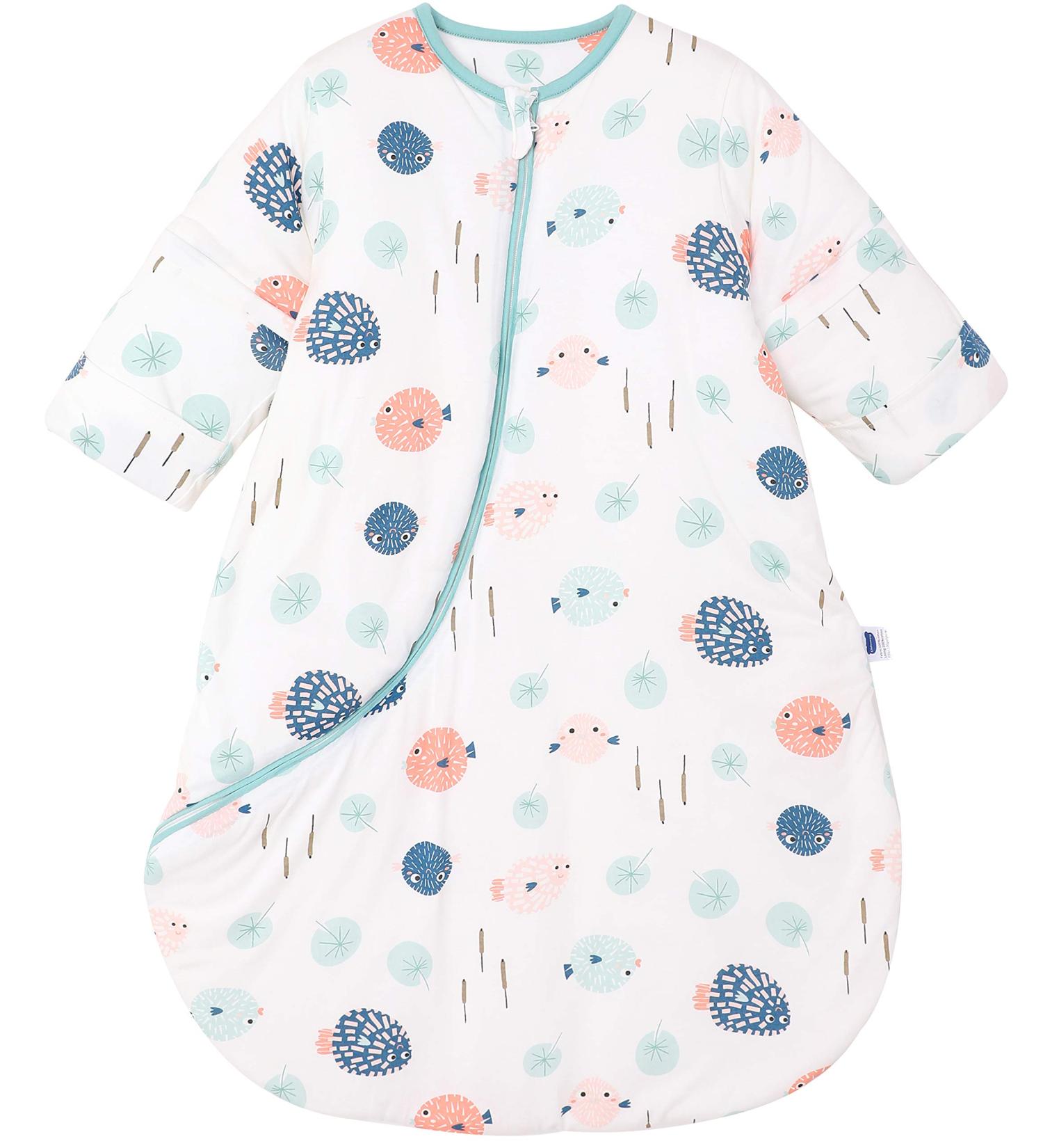 Chilsuessy Baby Sleeping Bag 3.5 Tog with Detachable Sleeves - Fish Design | 100% Cotton, Soft Sleep Bag for Infant & Toddler (80cm/6-18 Months) - Buy Online on GoSupps.com