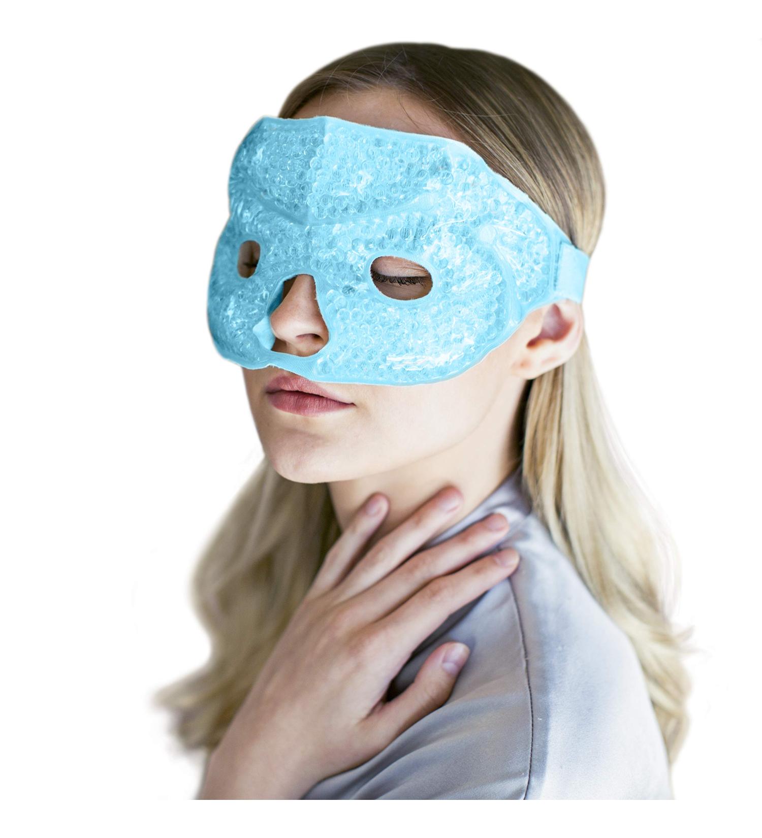 Cooling Eye Mask | Gel Bead Therapy for Migraine Relief | FOMI CARE Black Fabric Sleep Mask for Eye Swelling & Dark Circles - Buy Online on GoSupps.com