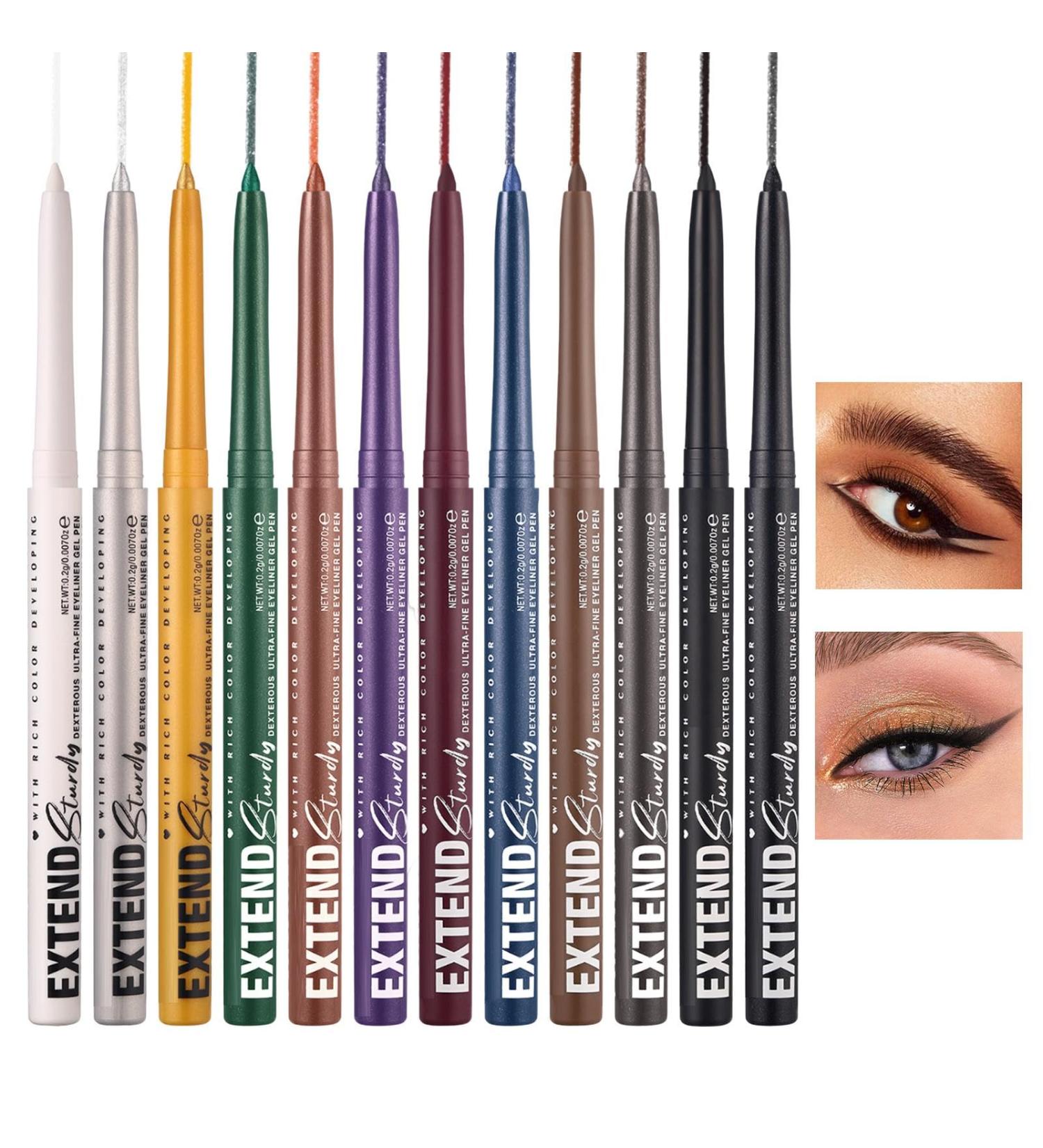 Eyeliner Eyeliner Pencil Smudge Proof Colored Pencil in 12 ColorsLong Lasting Eye Makeup Cosmetic Set Eyebrow Lip Liner Pencil Pen Eye Makeup Supplies - Buy Online on GoSupps.com