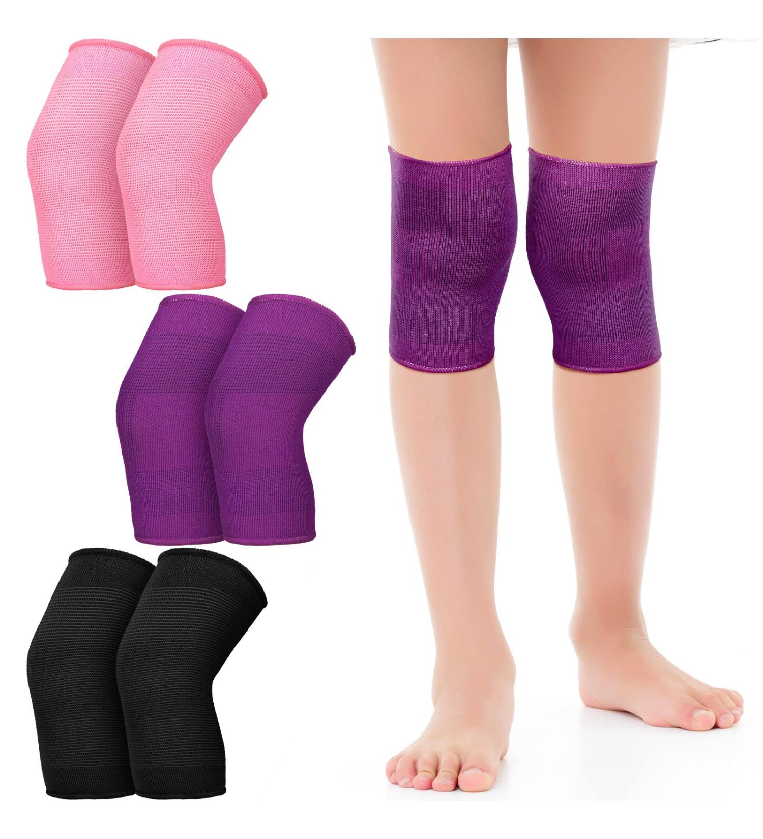 3 Pairs Kids Knee Brace Patella Support for Girls Boys - Small Size | Breathable Elastic Compression Sleeves for Volleyball, Basketball, Dance, Skating - Buy Online on GoSupps.com