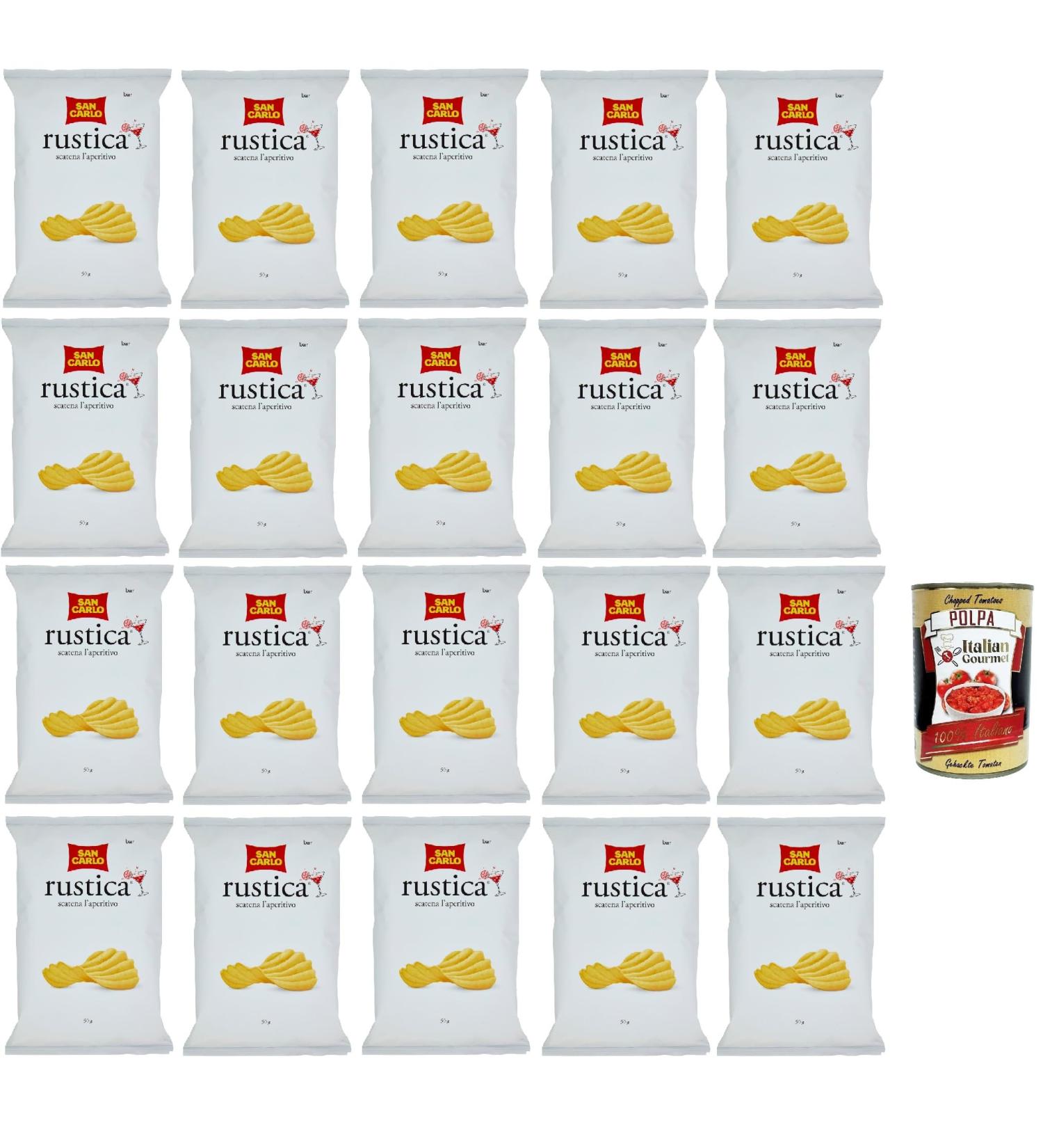 San Carlo Rustica Lot of 20 salted potato chips 20 x 50 g + Gourmet Italian Pulp 400 g - Buy Online on GoSupps.com