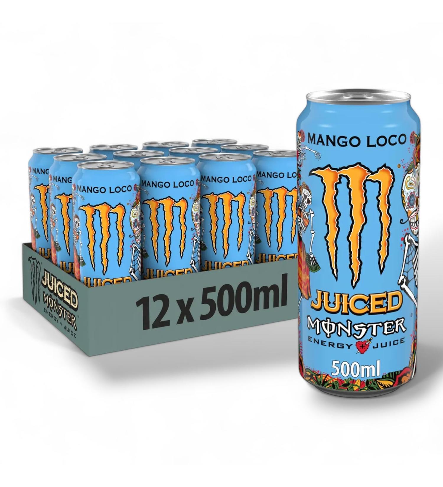 12 x Monster Mango Loco Energy Drink 500ml Full Case 500 ml (Pack of 12)