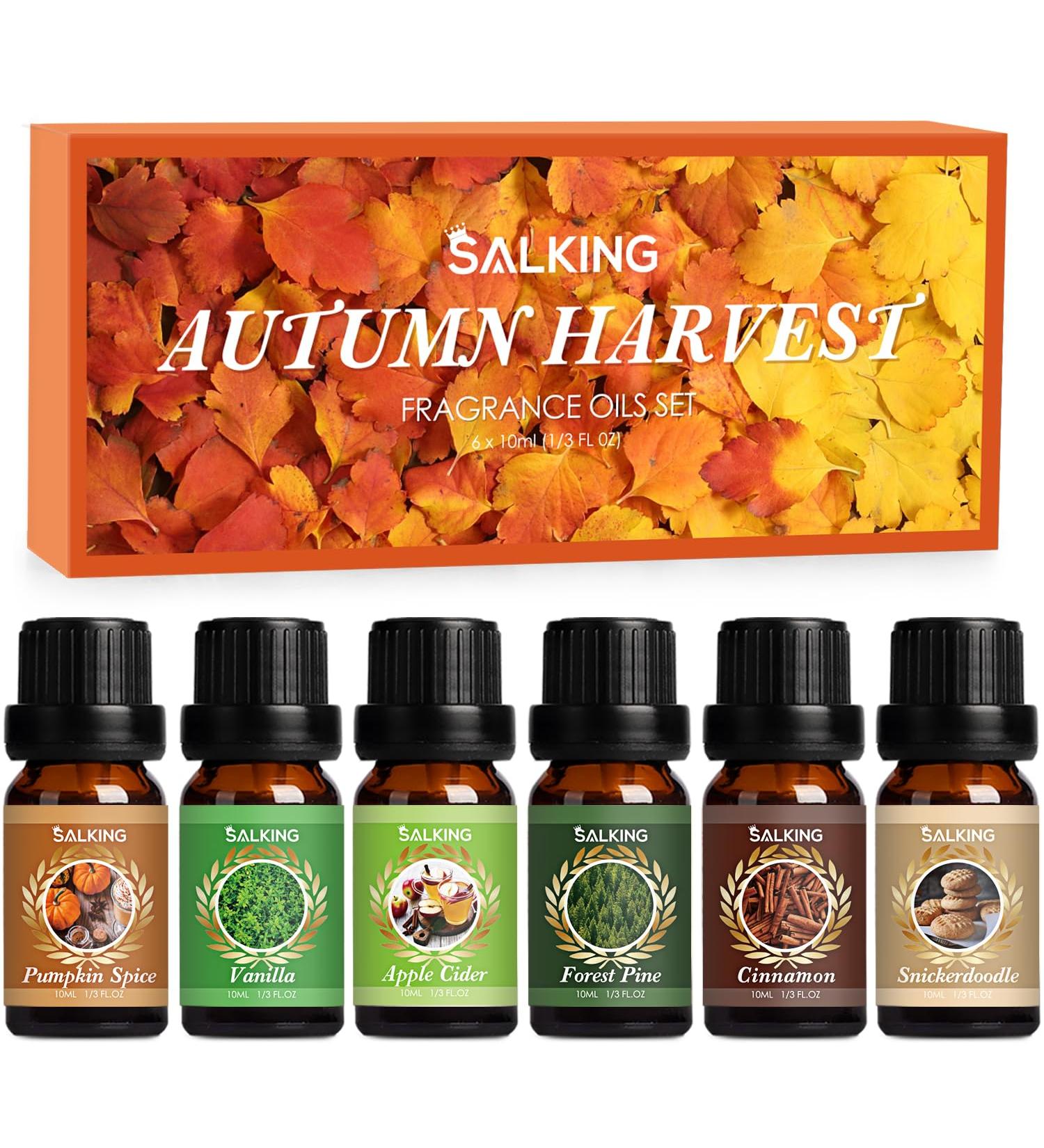 Premium Autumn Fragrance Oils Set | Fall Essential Oils for Diffusers Soap & Candle Making - Cinnamon Pumpkin Spice Apple Cider Vanilla Forest Pine Snickerdoodle - Buy Online on GoSupps.com