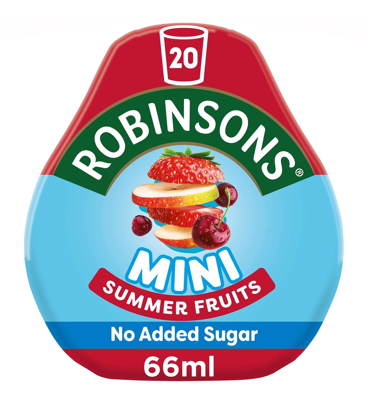 Robinsons Mini Sans sucre ajout Faible teneur en calories Fruits d' t Pour 20 boissons par paquet - Buy Online on GoSupps.com
