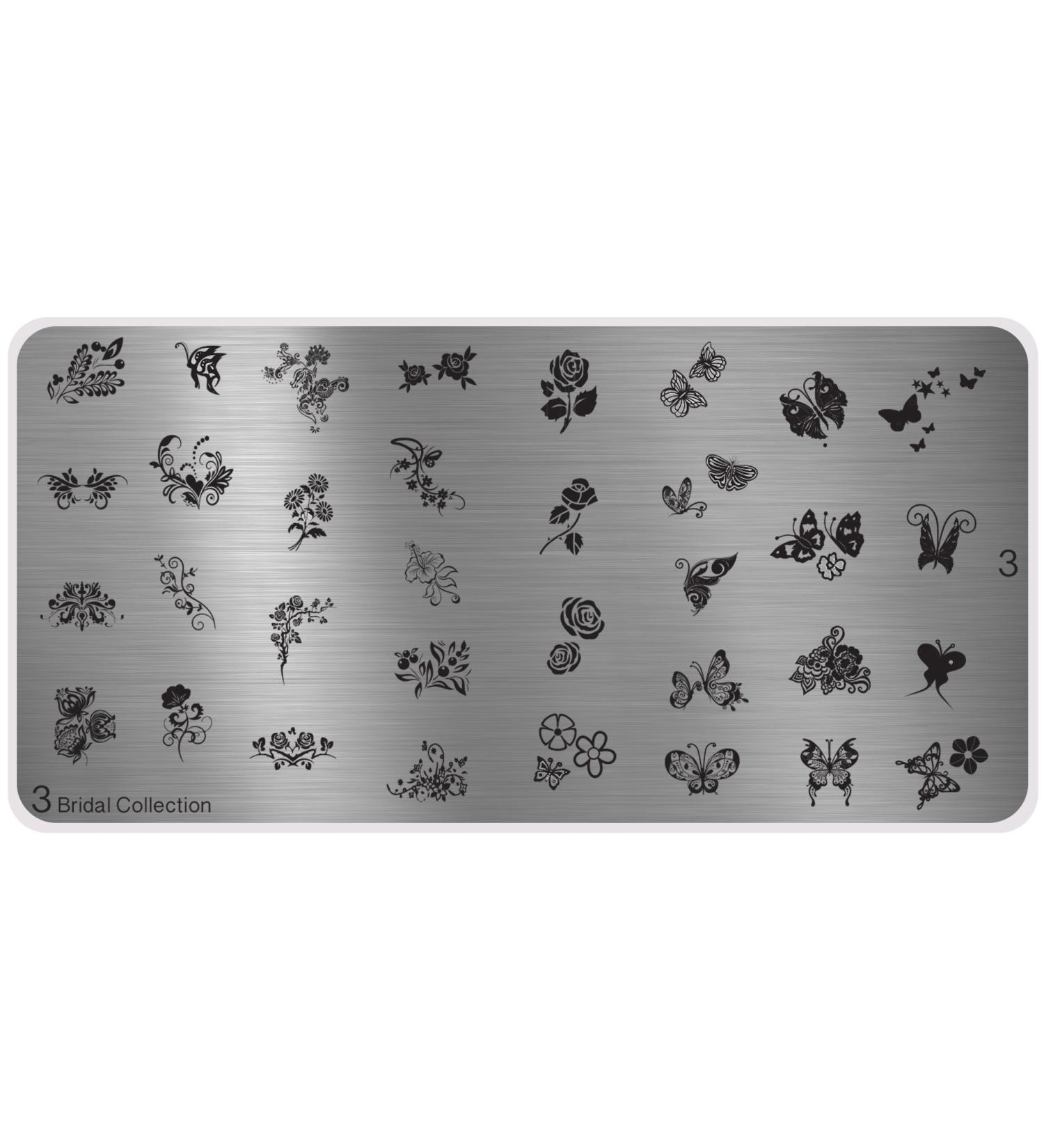 Buy MoYous XL Bridal 3 Nail Art Stamping Template - Flowers & Butterflies Design for Perfect Manicure | International Shipping - Buy Online on GoSupps.com