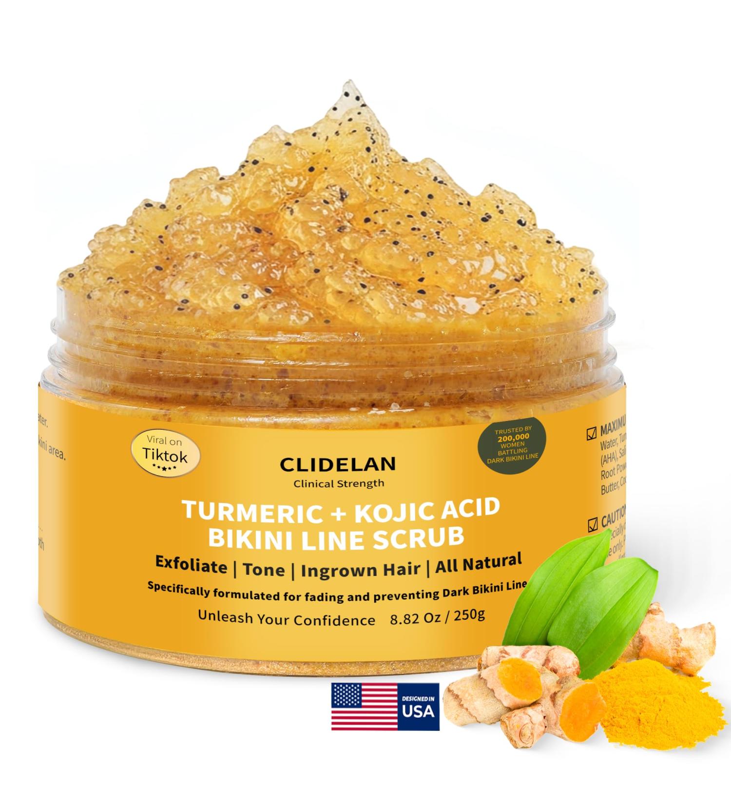 Exfoliating Body Scrub Ingrown Hair Treatment Bikini Area Exfoliator Razor Bumps Treatment for Women Kojic Acid Turmeric &AHA/BHA Smooth Brighten& Even Skin Tone for Bikini Underarm &Inner Thighs 1 1 Count (Pack of 1) - Buy Online on GoSupps.com