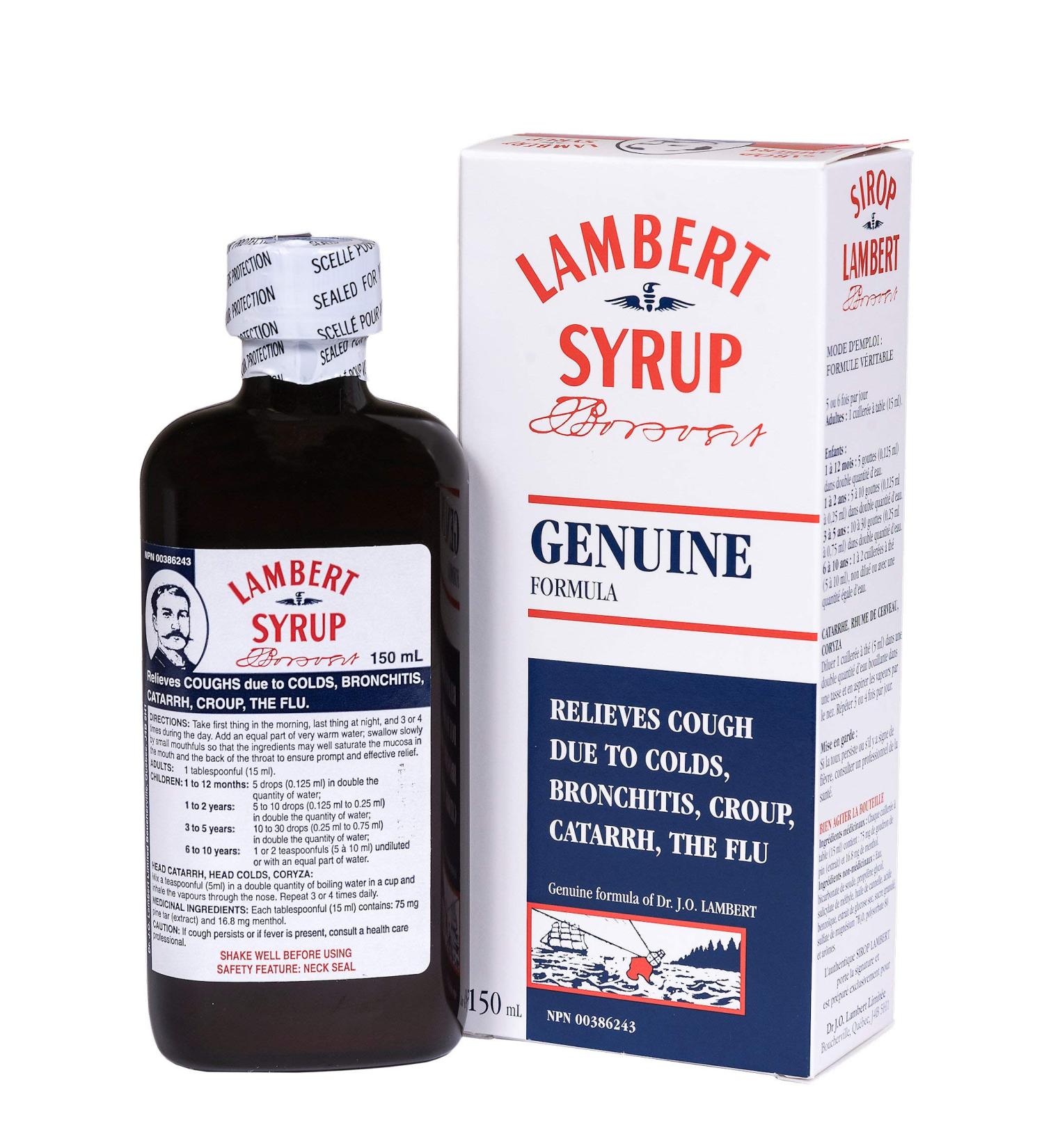 Lambert Syrup - Natural Cough Syrup - Reliefs Cough due to Colds Bronchitis and Flu - Effective for Dry and Wet Cough Safe for Children (Sirop Lambert) (150ML) - Buy Online on GoSupps.com