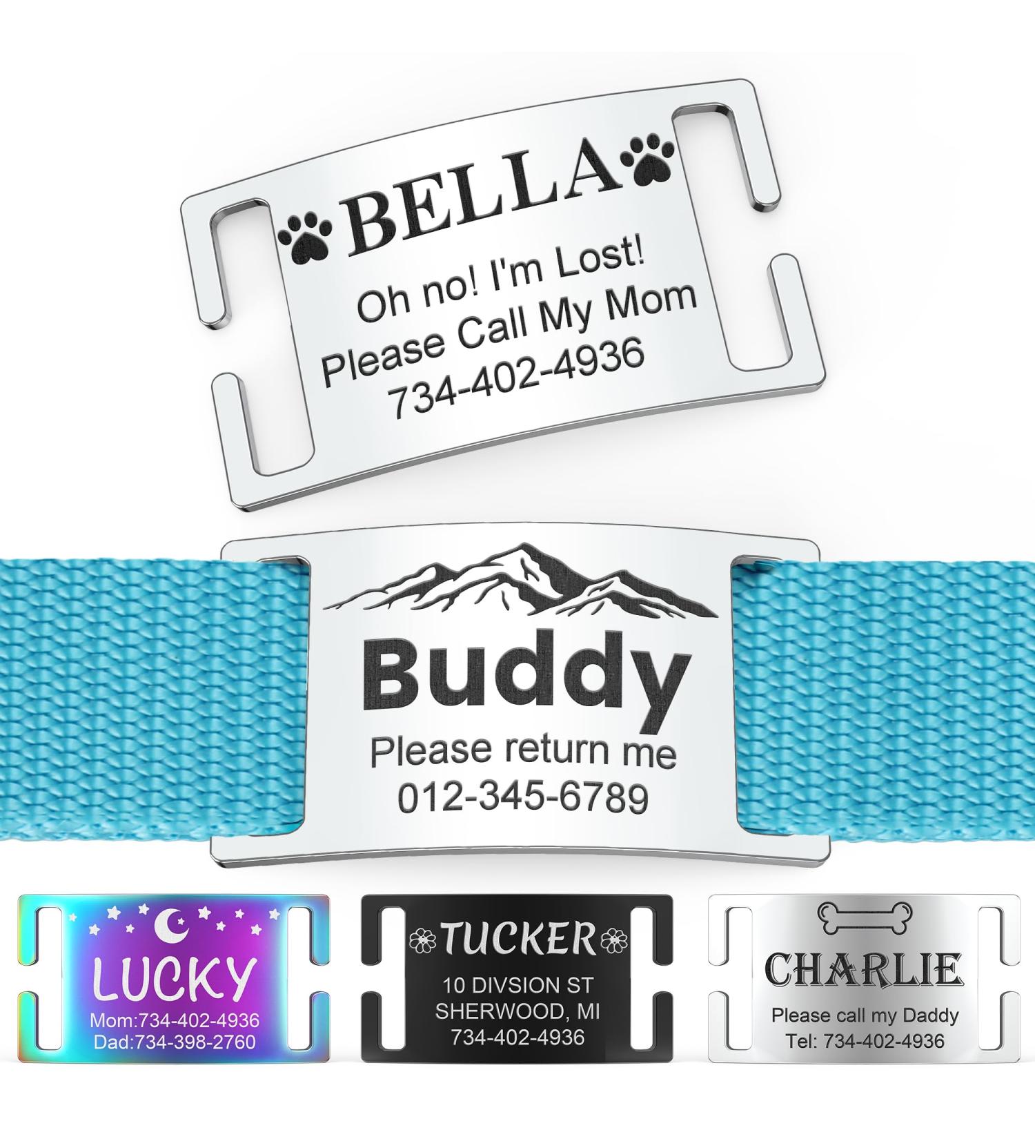 Yehanti Personalized Stainless Steel Dog & Cat Tags - Engraved Pet ID with Name Phone & Address - Ideal for 10mm Collars - Custom Silver Pet Tags - Buy Online on GoSupps.com