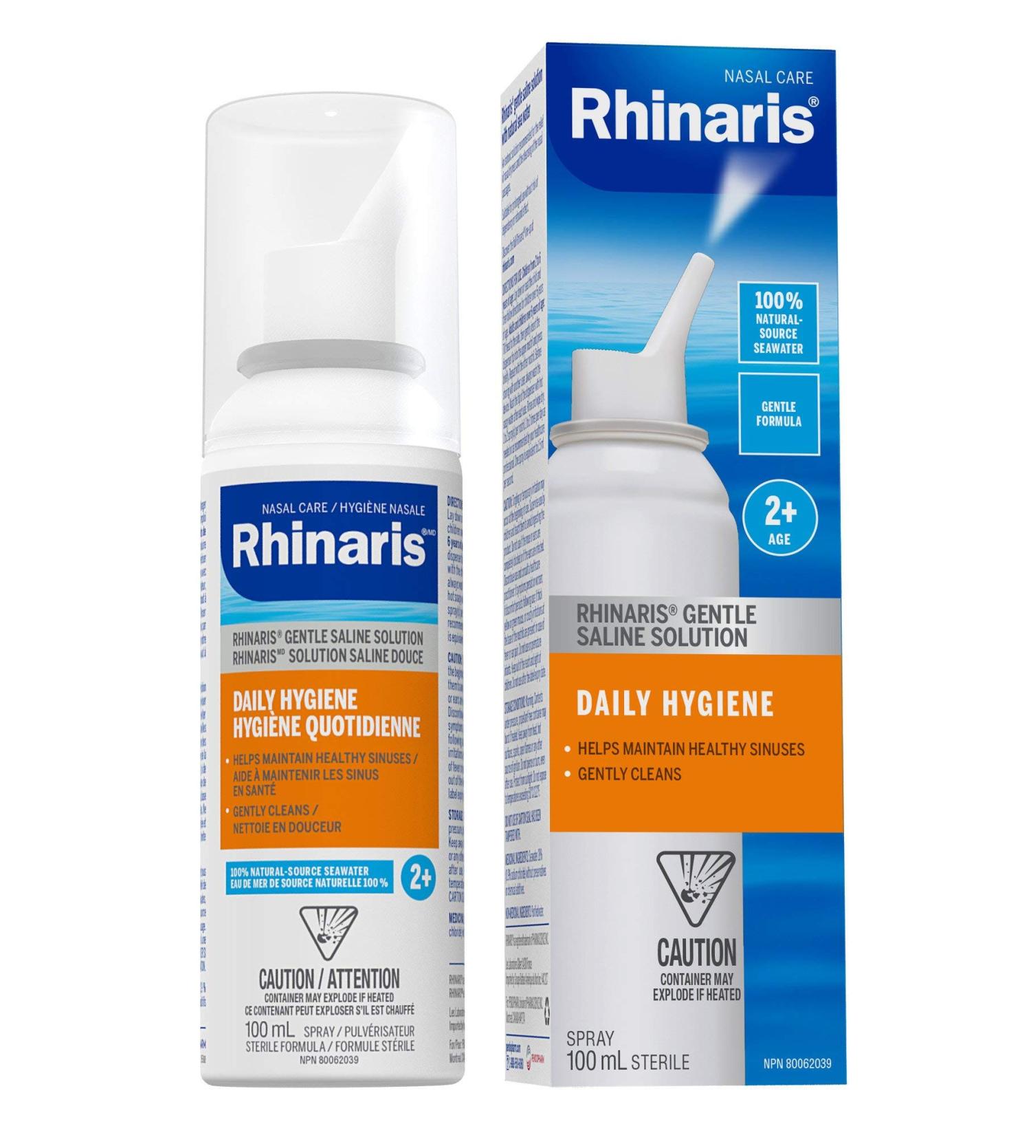 Rhinaris Rhinaris Daily Hygiene - Isotonic Gentle Saline Solution 100ml - Natural Source Seawater Preservative Free Nasal Spray for Men Women & Kids - Relieves Dryness - Maintains Healthy Sinuses Gentle Formula - Buy Online on GoSupps.com