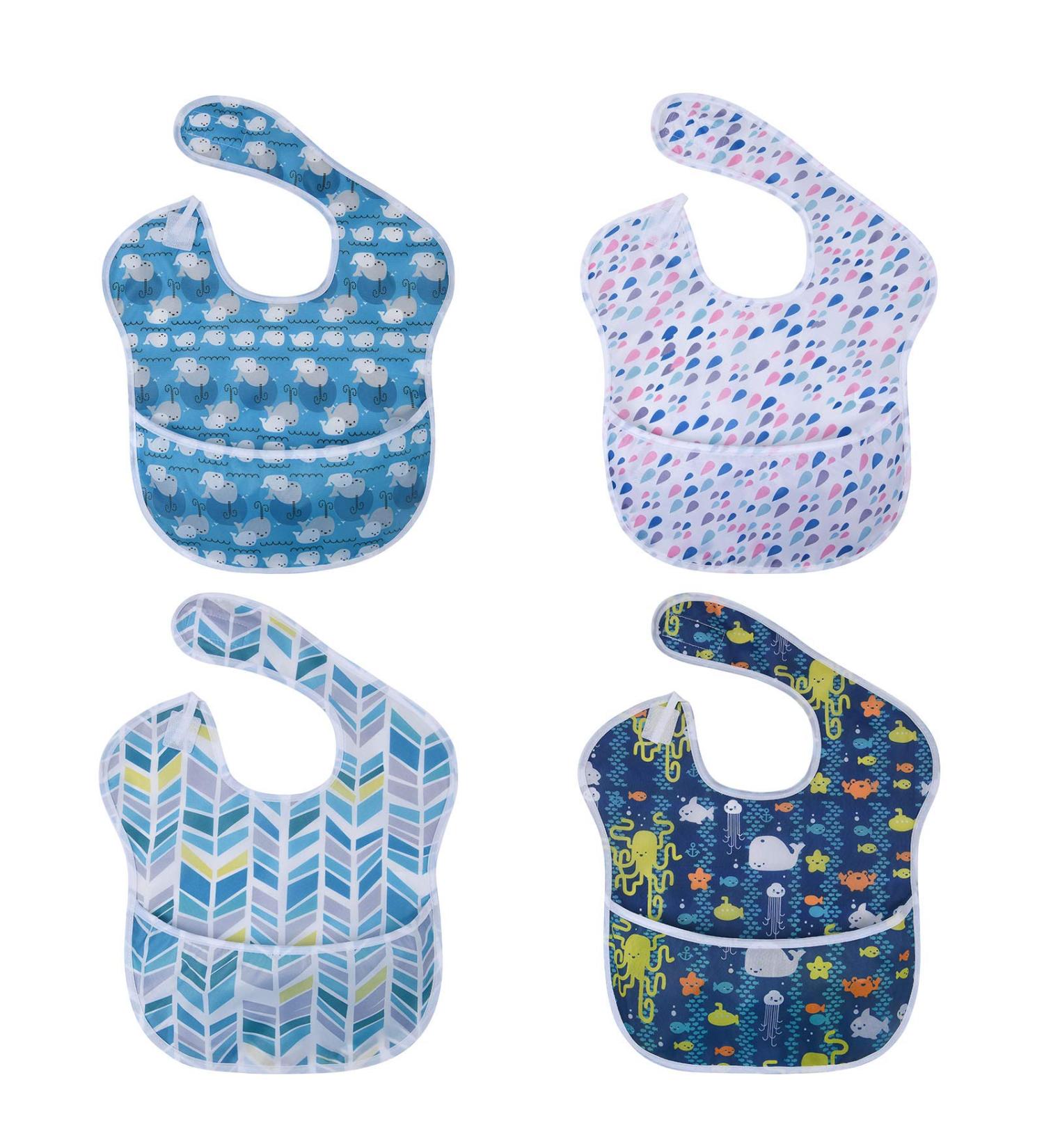 Vicloon Baby Bibs 4pcs - Waterproof Sleeveless Infant Bibs for Boys and Girls (6 Months-2 Years) - Unisex Feeding Bibs - Buy Online on GoSupps.com