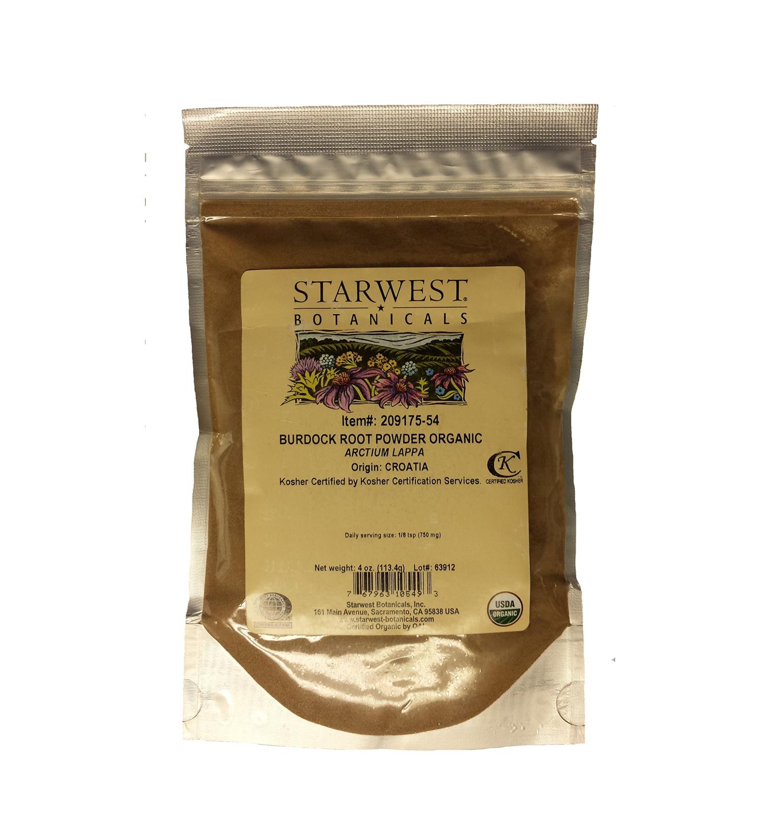 Burdock Root Pwd Organic - Arctium lappa 4 oz (Starwest Botanicals)
