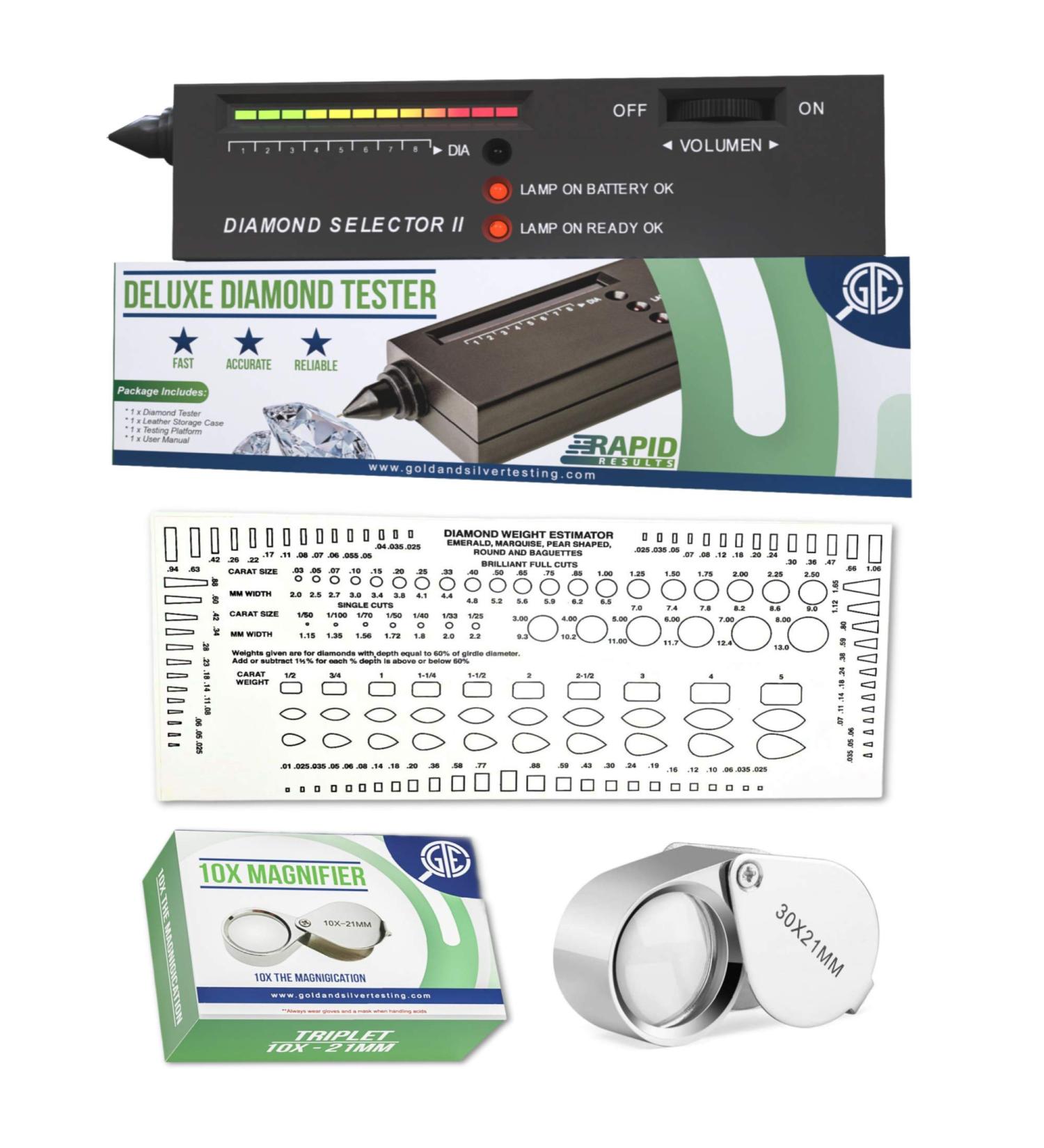 Culti Jeweler's Diamond Testing Pieces-Professional Loupe and Electronic Diamond Tester Machine