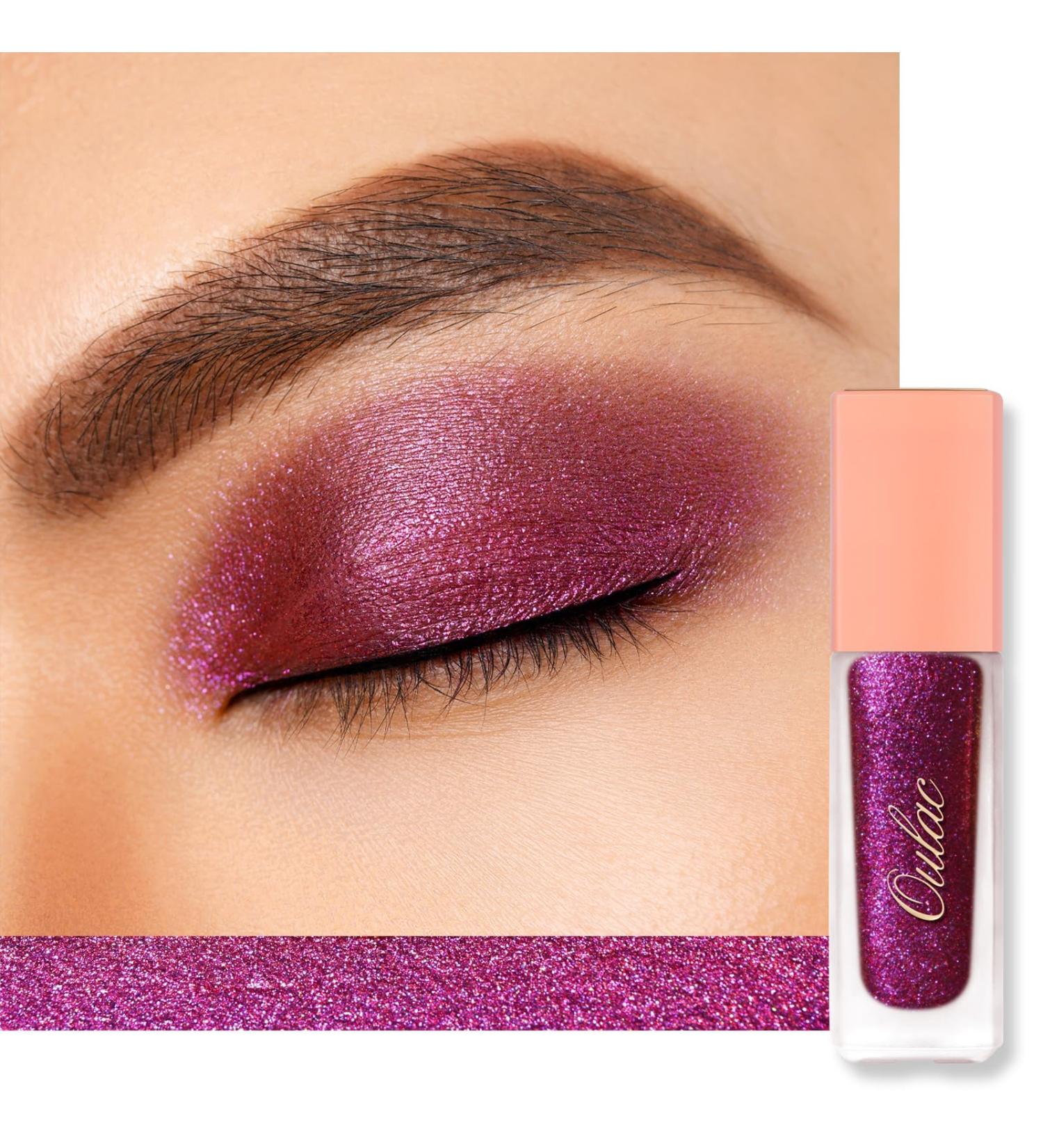 Oulac Liquid Glitter Eyeshadow Metallic Purple Eyeshadow & Eyeliner | Metallic Purple Raspberry Duo Chrome Deep Ruby with Blue Sparkle Crease-Free Vegan Cruelty-Free 5.4g Chaotic Love (06) - Buy Online on GoSupps.com