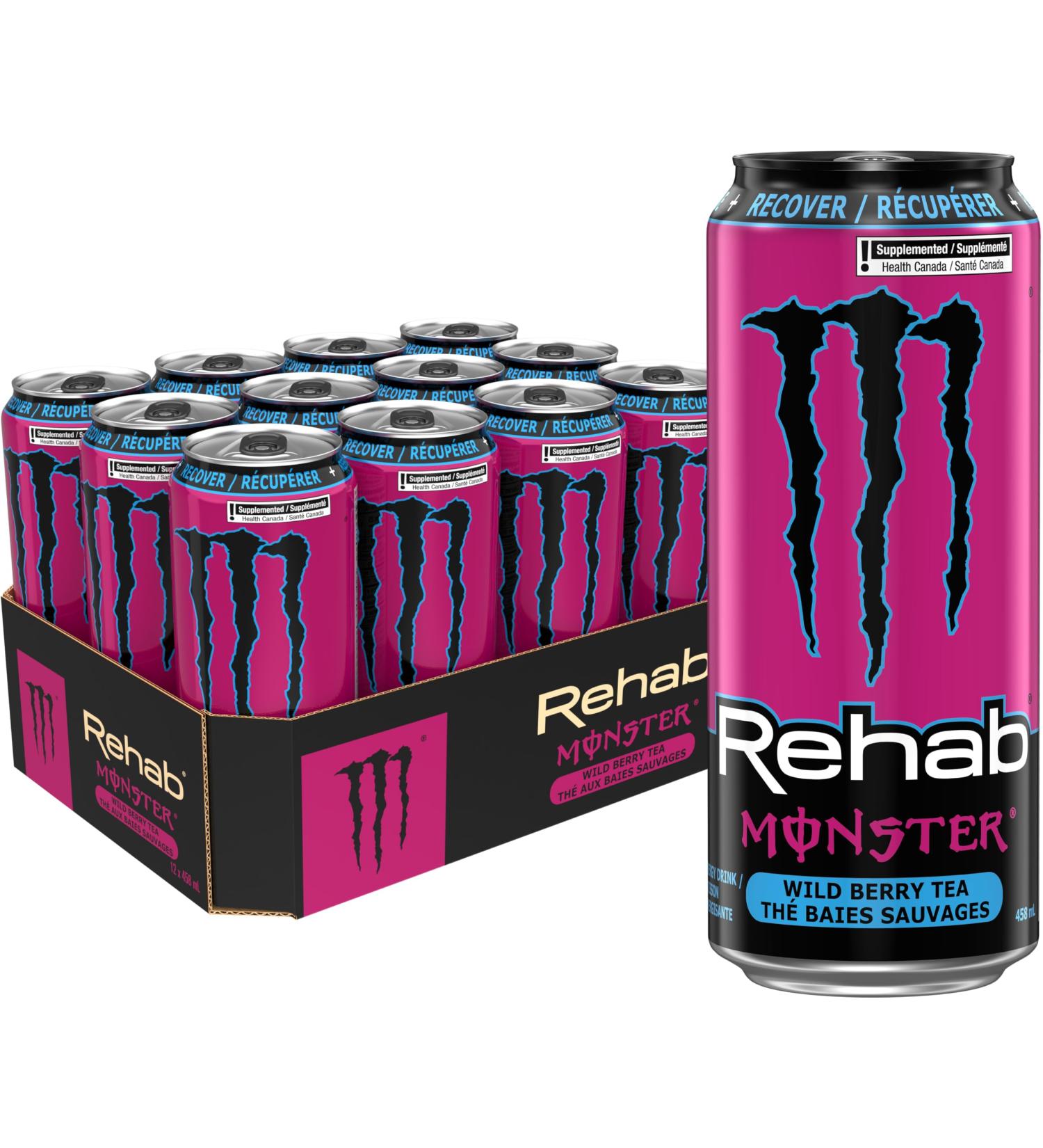 MONSTER ENERGY Rehab Wild Berry Tea 458mL Cans Pack of 12 - Buy Online on GoSupps.com