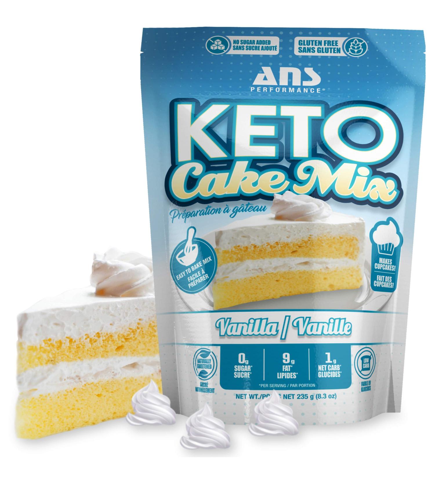 ANS Performance Keto Cake Mix - Low Carb Keto Baking Mix - Vanilla Zero Added Sugar - Naturally Sweetened - Gluten-Free Treat - Vegetarian Friendly - Buy Online on GoSupps.com