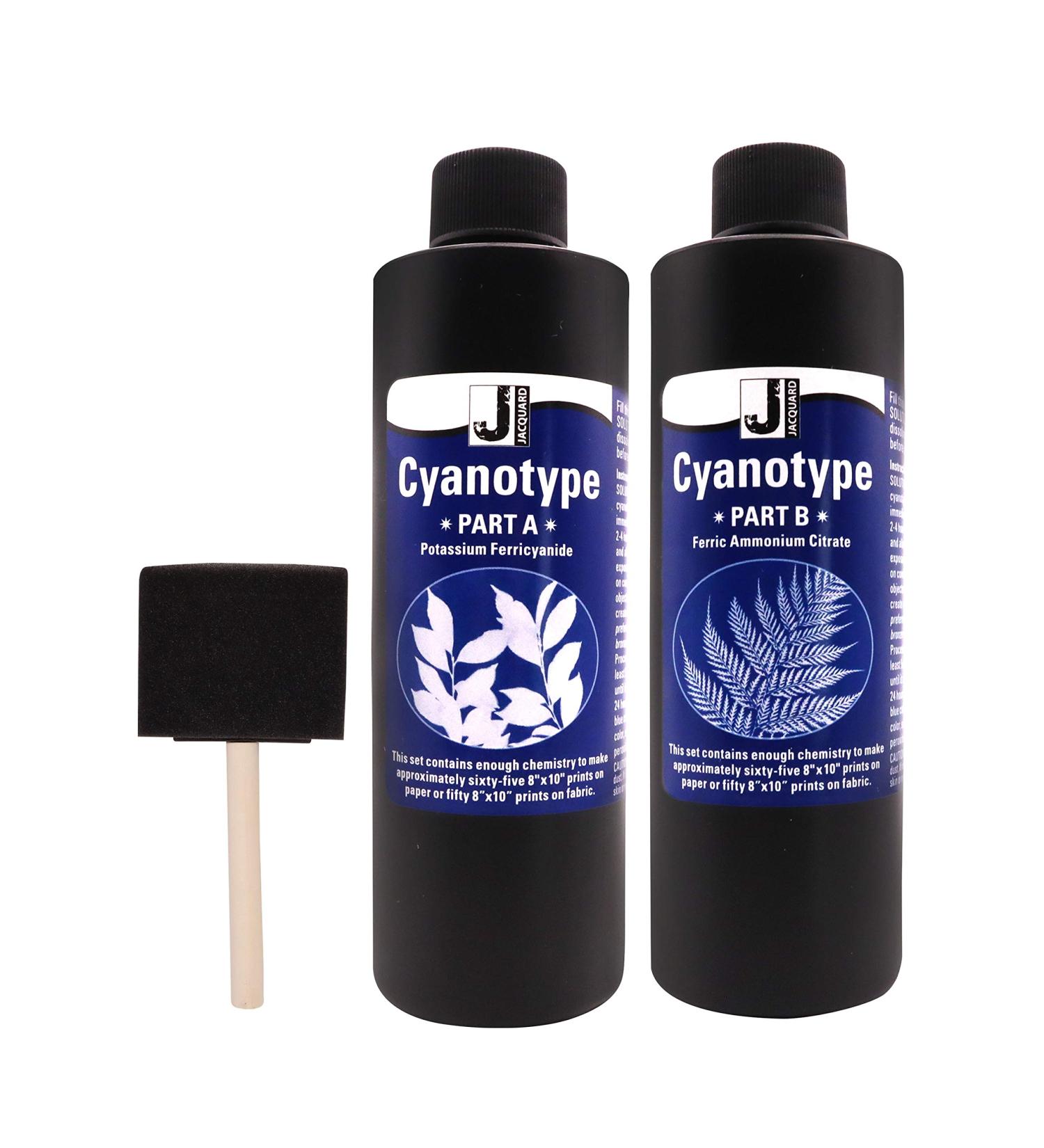 Jacquard Cyanotype Kit for Paper and Fabric - 2 Component Sensitizer Set with Moshify Sponge Brush - Buy Online on GoSupps.com